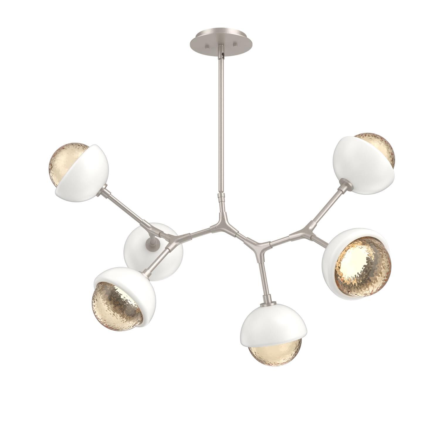 Shown in Beige Silver finish and Amber glass and Salt White accent