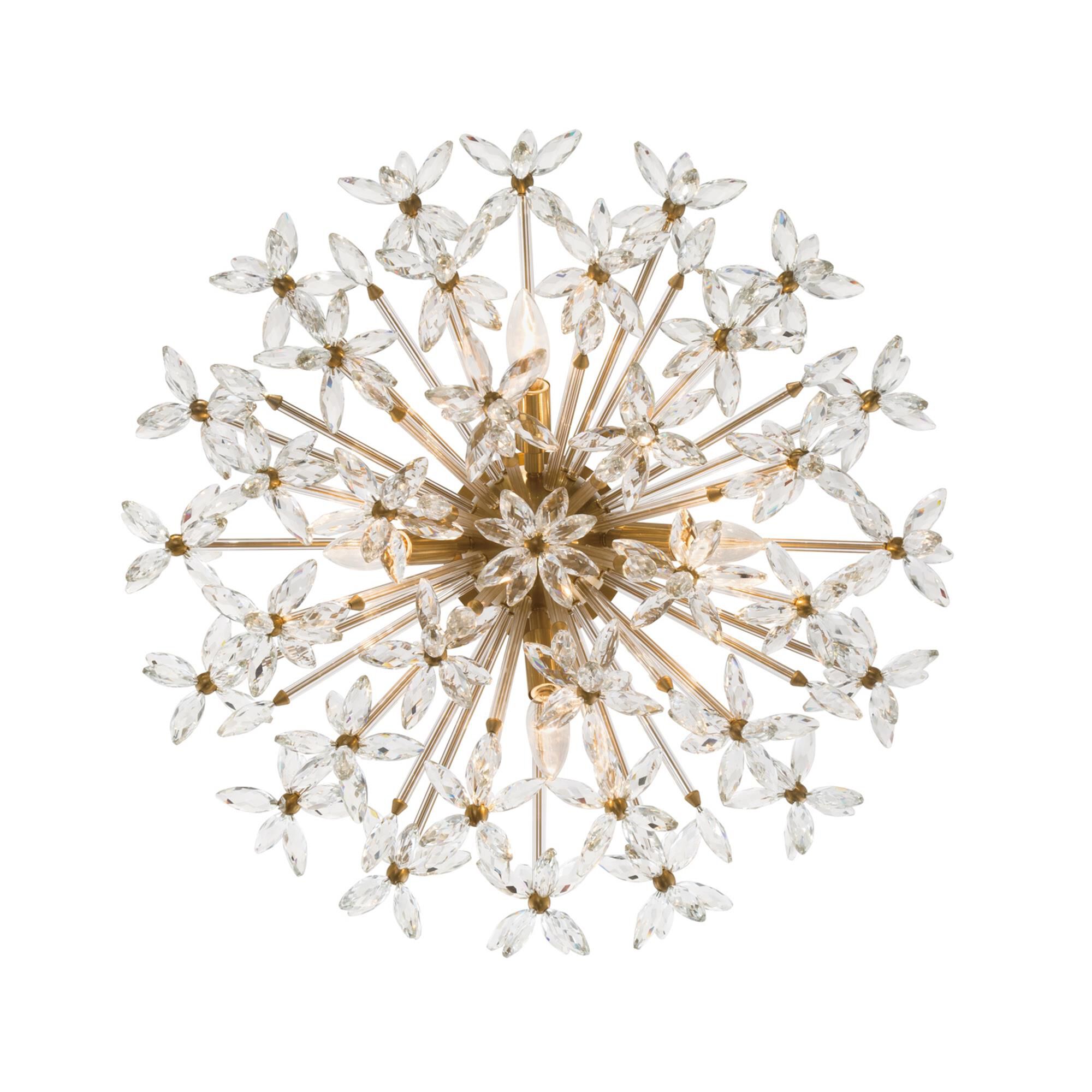 Shown in Aged Brass finish and Faceted Cut crystal