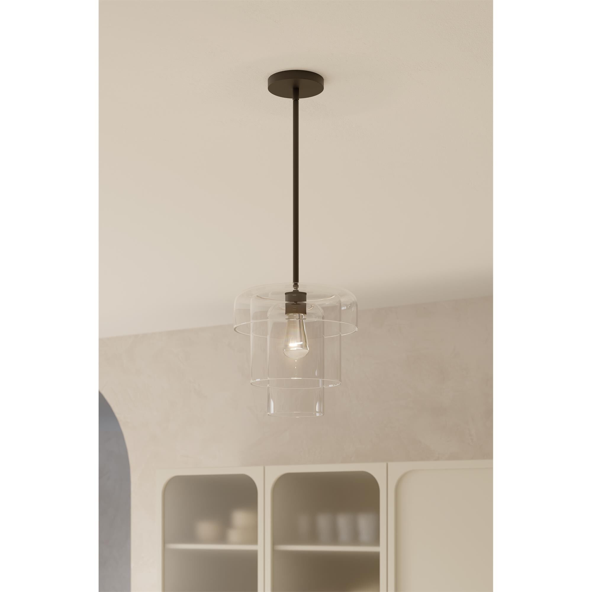 Shown in Dark Matte Black finish and Clear glass