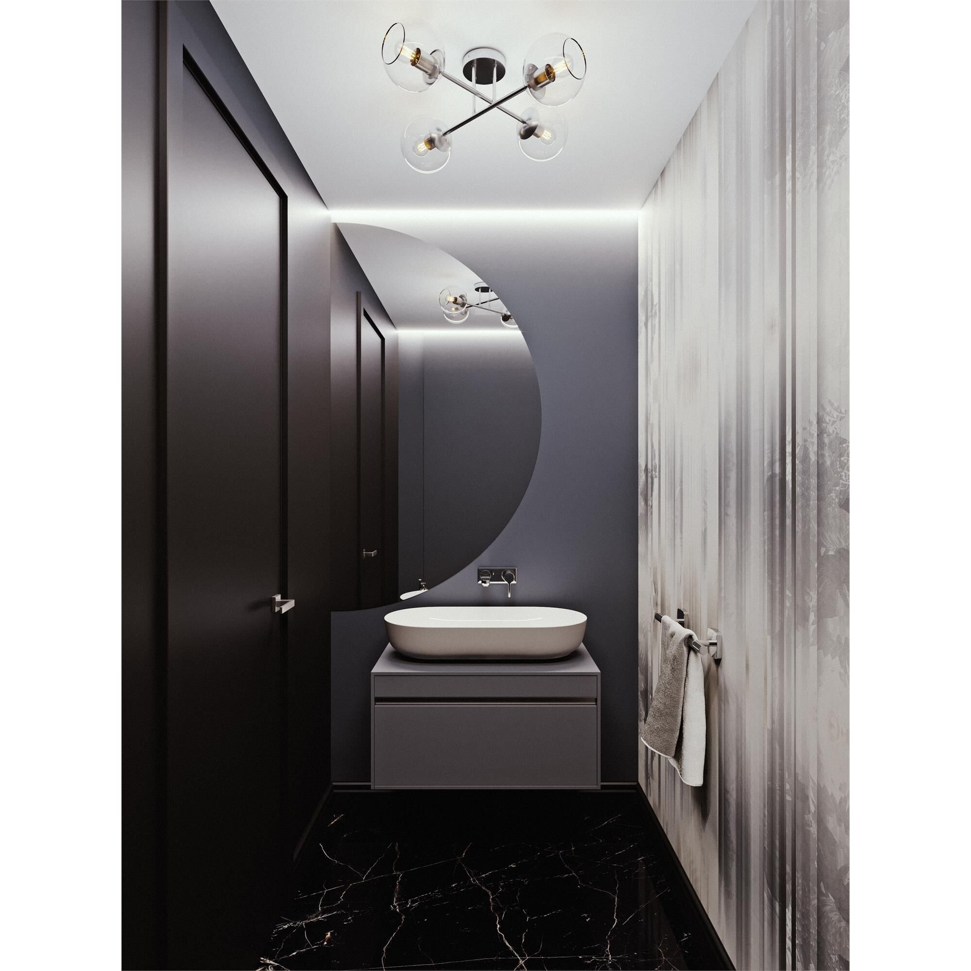 Shown in Satin Nickel finish and Clear glass