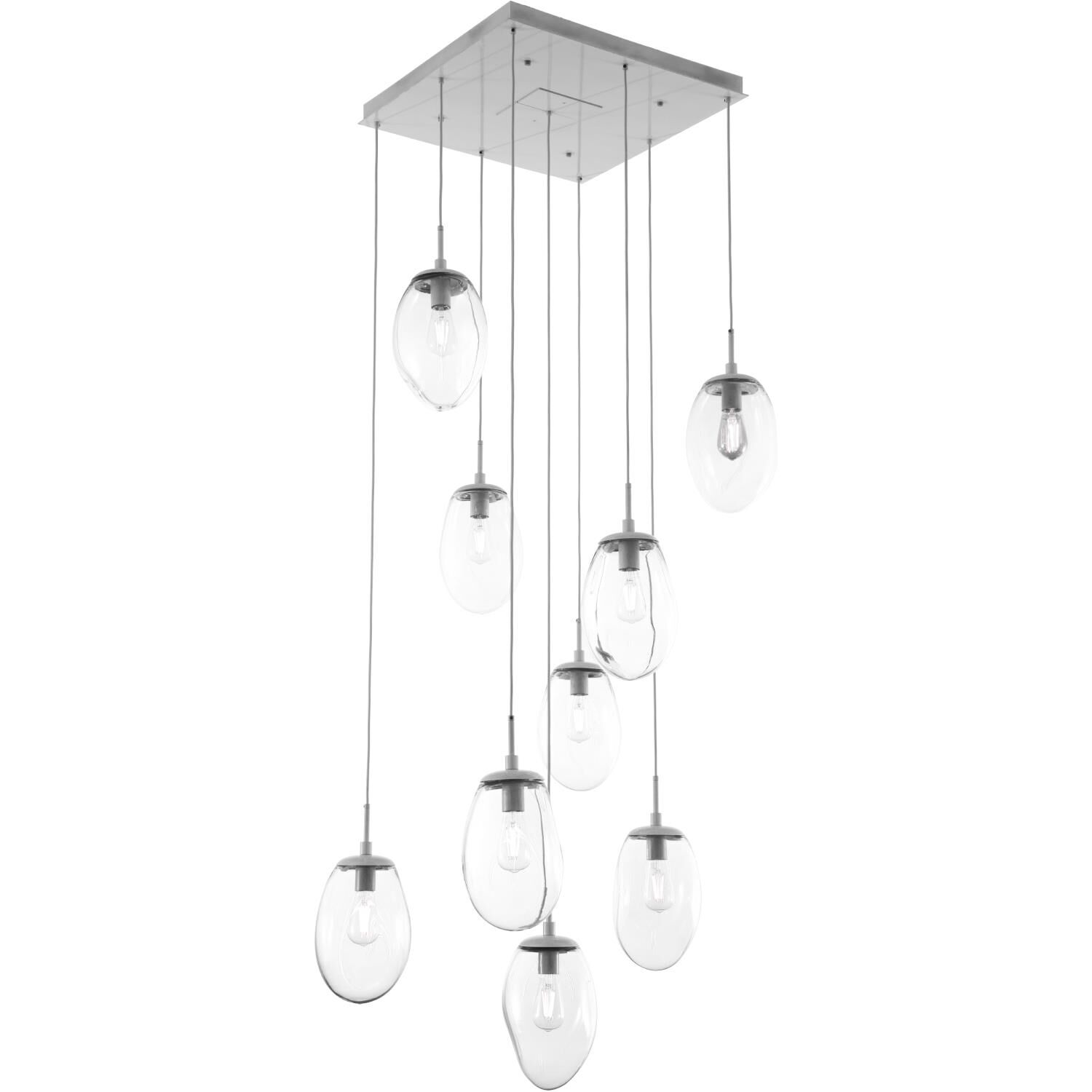 Shown in Metallic Beige Silver finish and Blown Clear glass