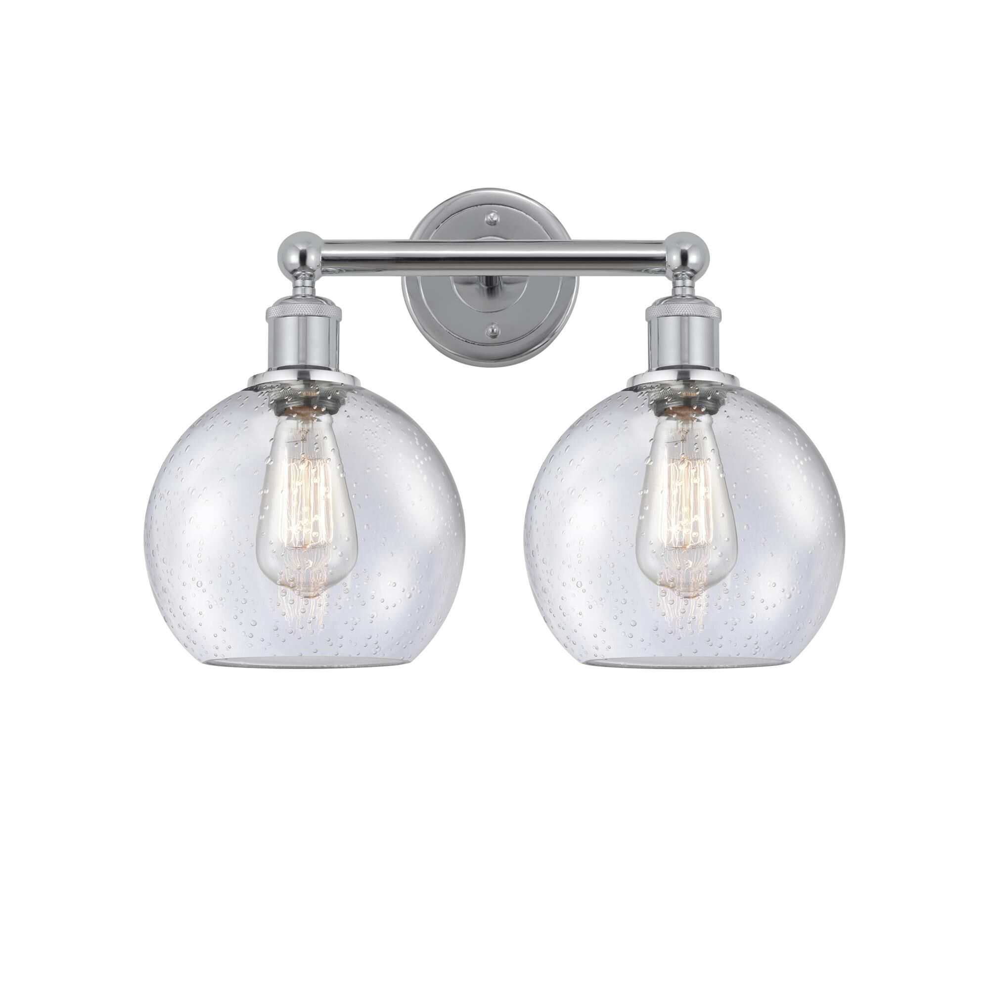 Shown in Polished Chrome finish and Seedy glass