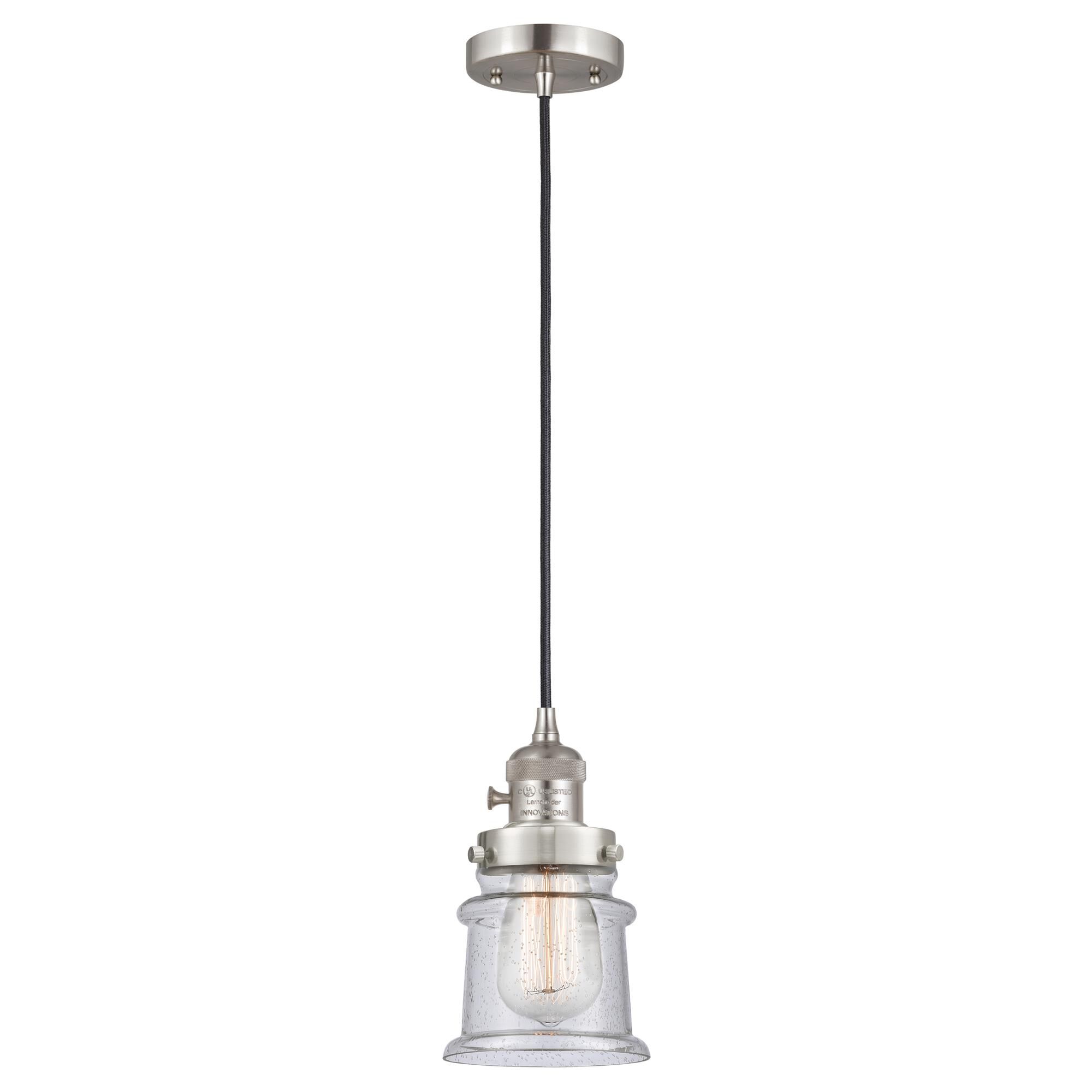 Shown in Brushed Satin Nickel finish and Seedy glass