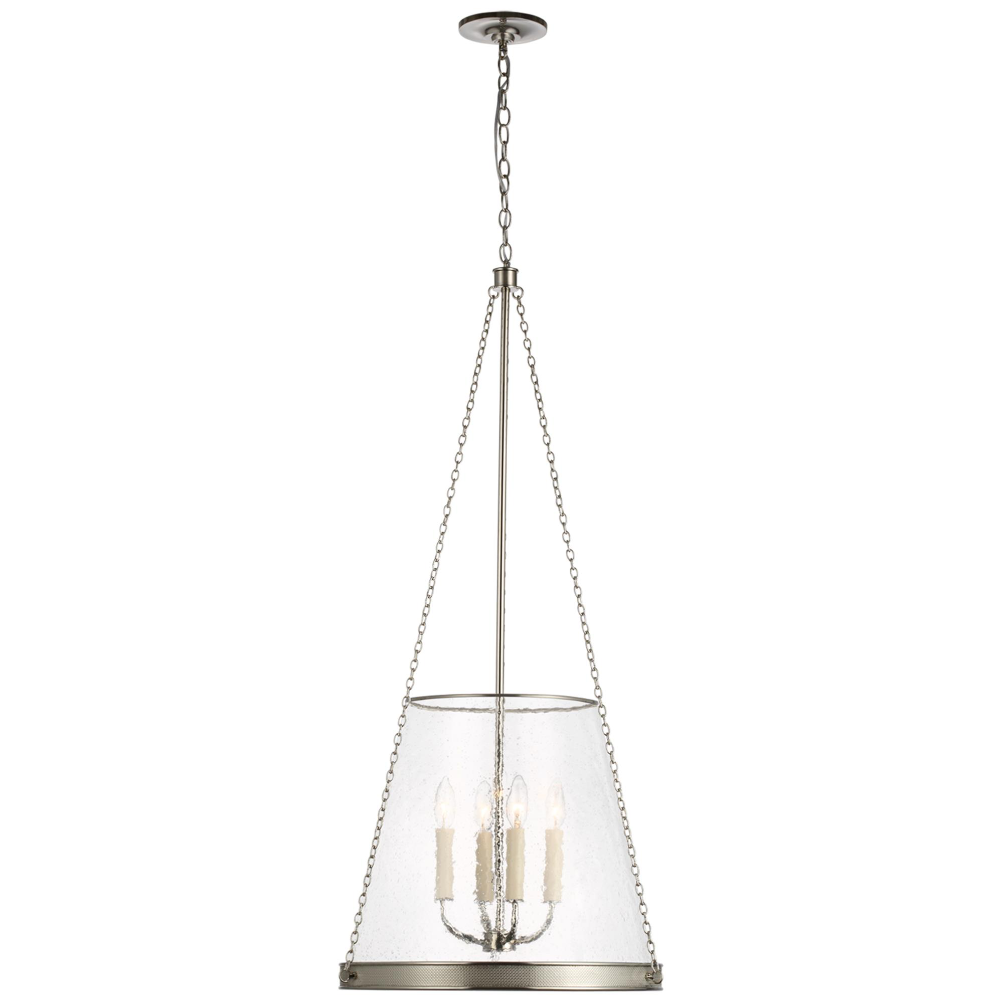Shown in Polished Nickel finish and Clear Glass shade