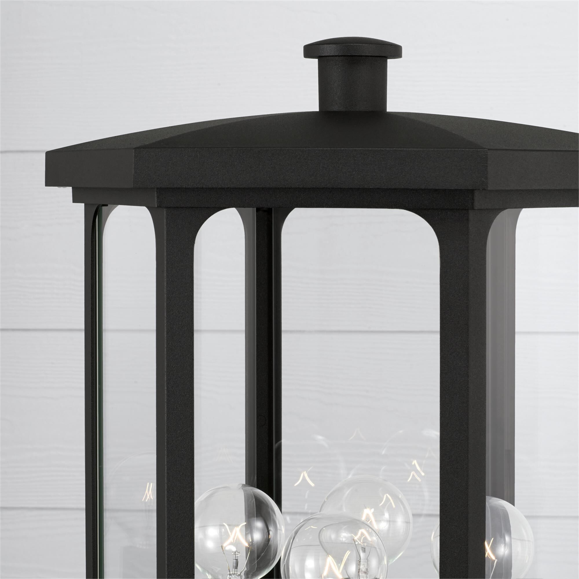 Shown in Black finish and Clear glass