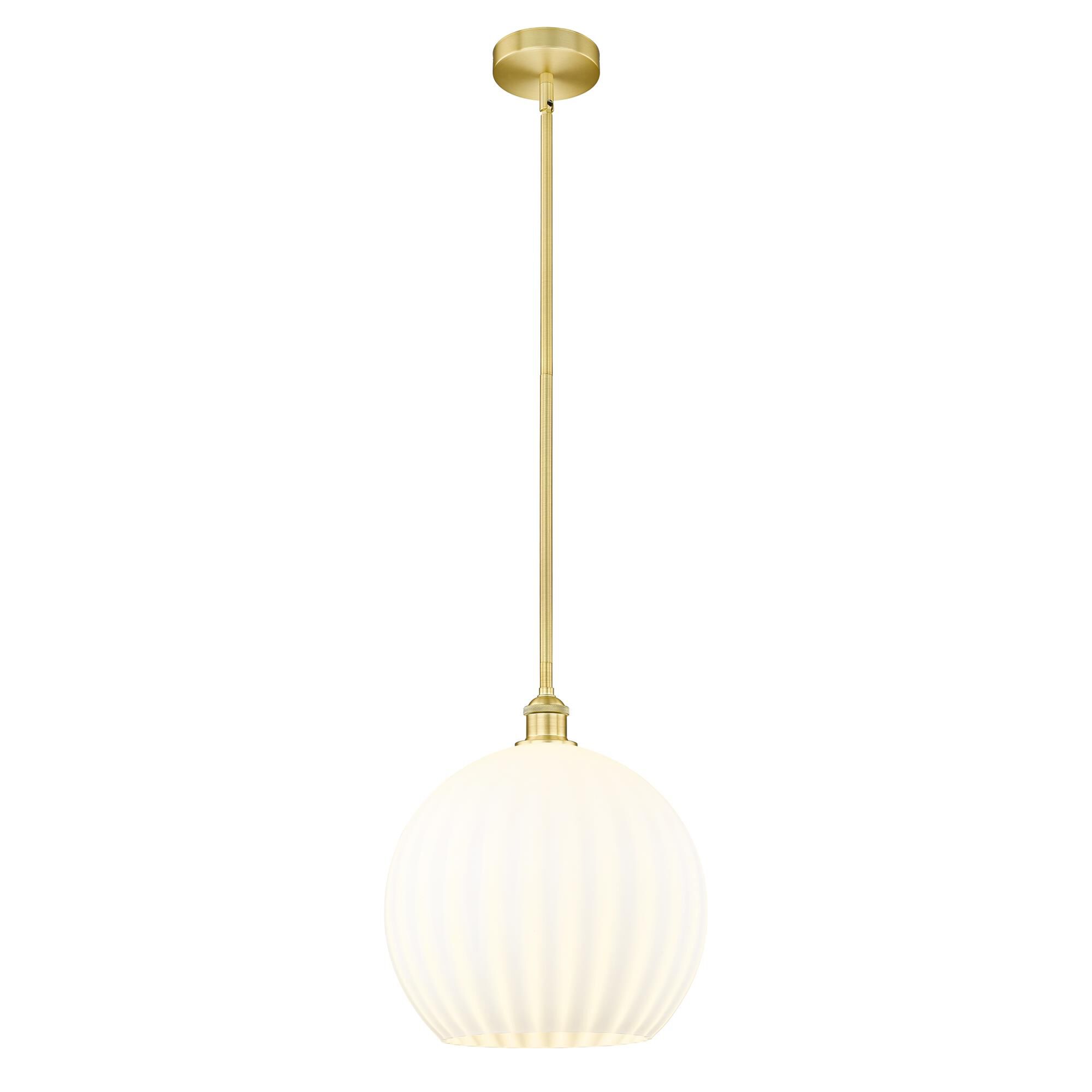 Shown in Satin Gold finish and White Venetian glass