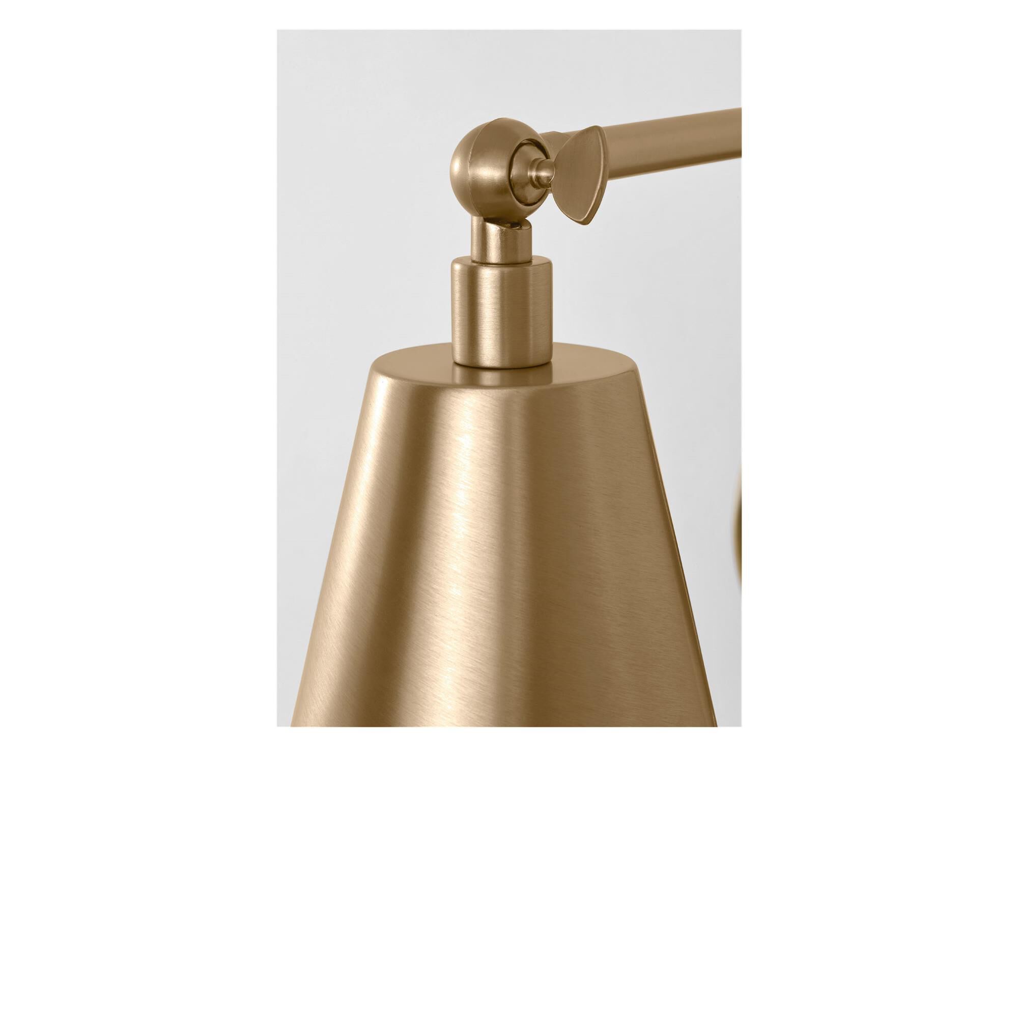 Shown in Satin Brass finish and Steel shade
