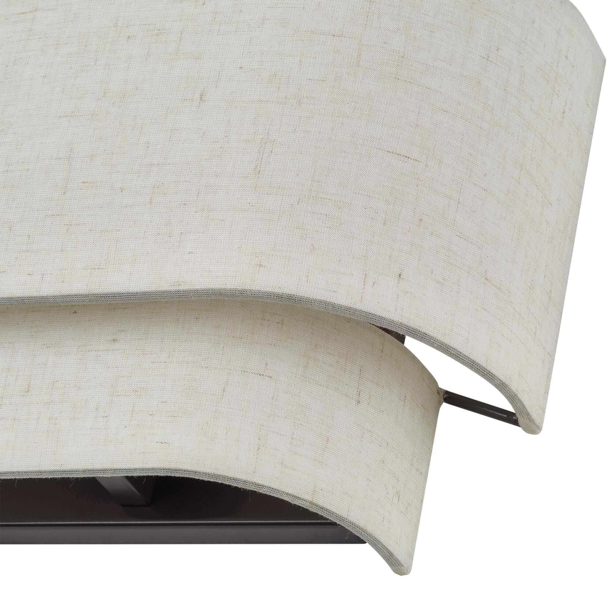 Shown in English Bronze finish and Hand Crafted Oatmeal Color Fabric with White Color Inside shade