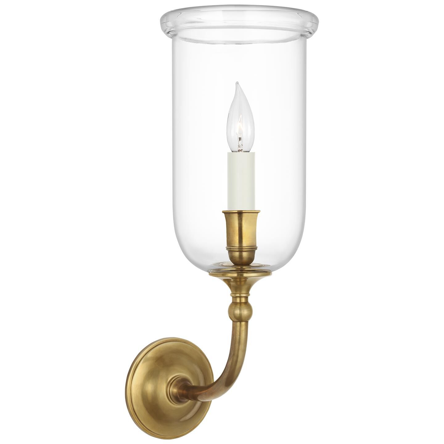 Shown in Natural Brass finish and Clear glass