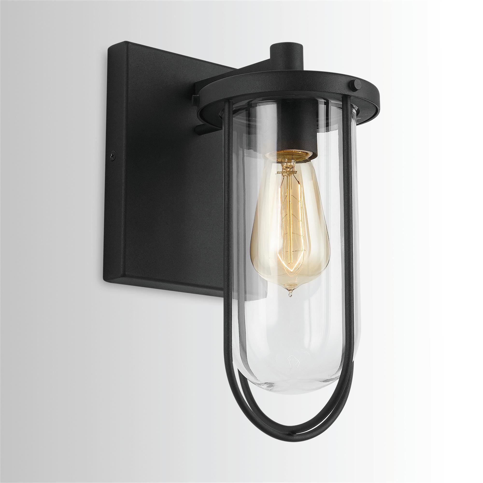 Shown in Black finish and Clear glass