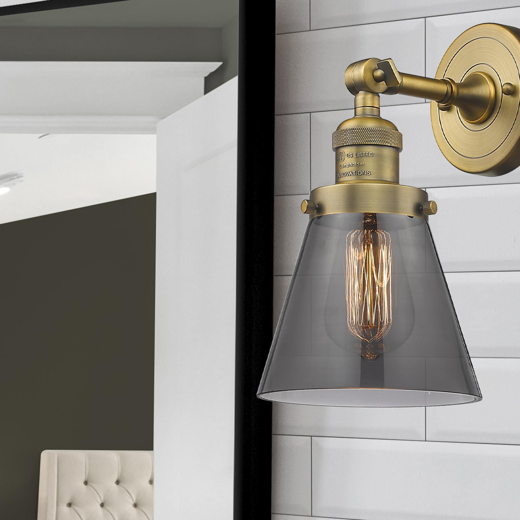 Shown in Brushed Brass finish and Smoked glass