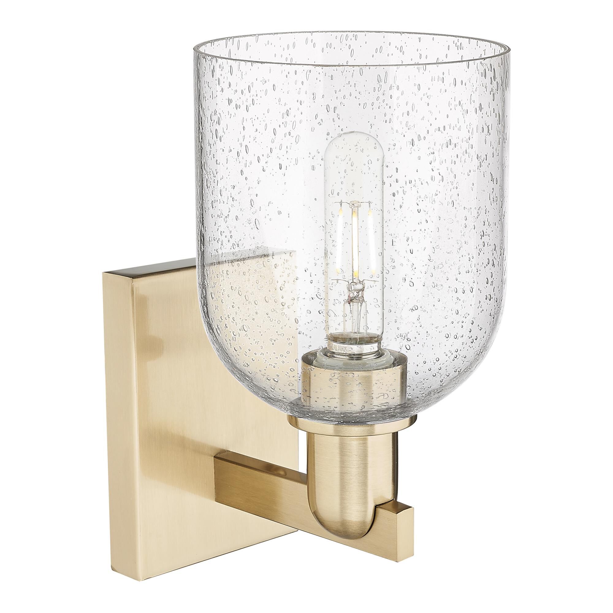 Shown in Champagne Bronze finish and Seedy glass