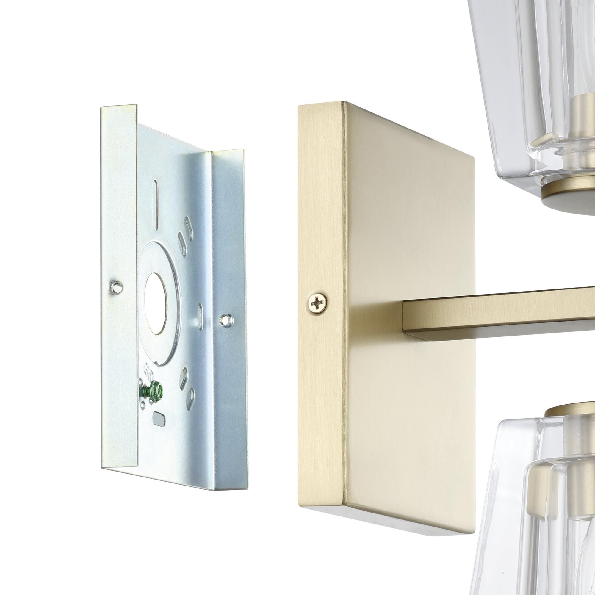 Shown in Champagne Gold finish and Clear Pressed glass