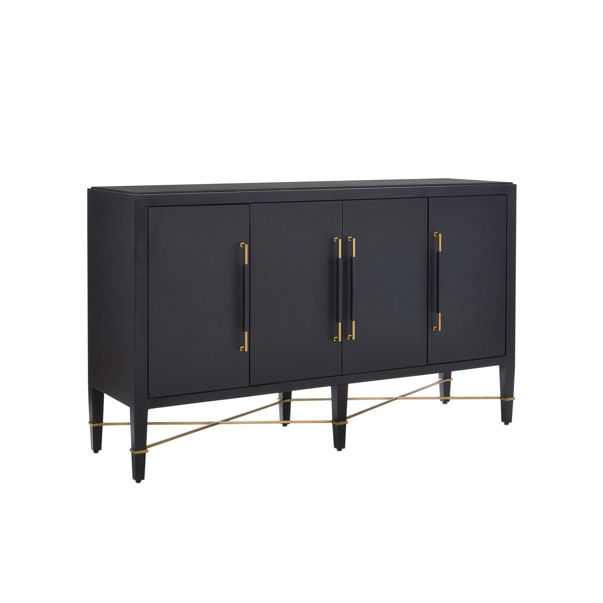 Shown in Black Lacquered Linen-Champagne Stretchers-Linen finish