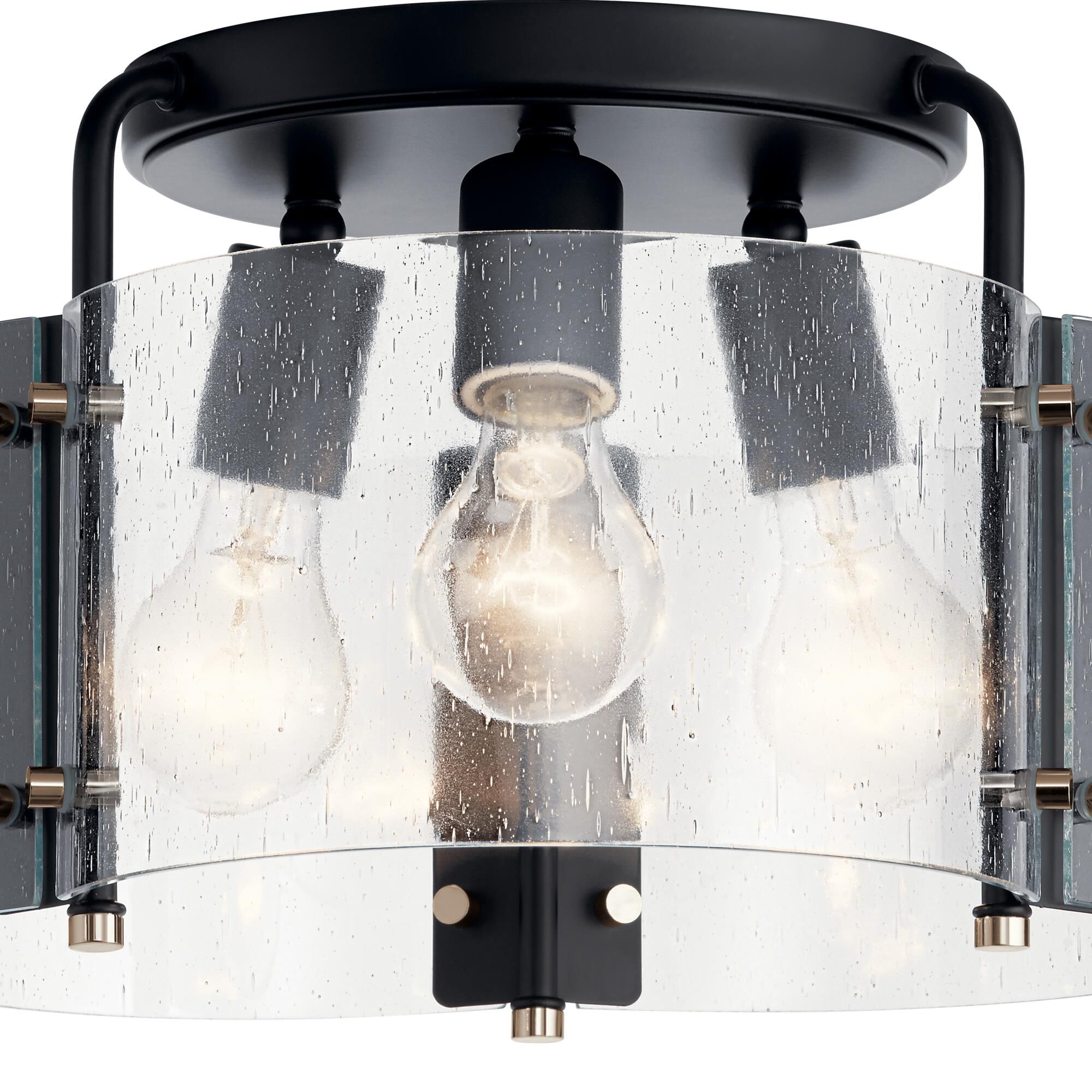 Shown in Black finish and Clear Seeded glass