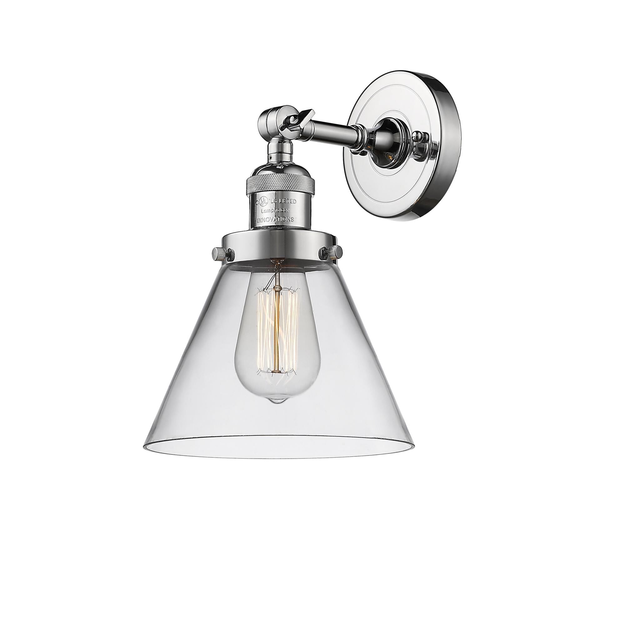 Shown in Polished Chrome finish and Clear glass