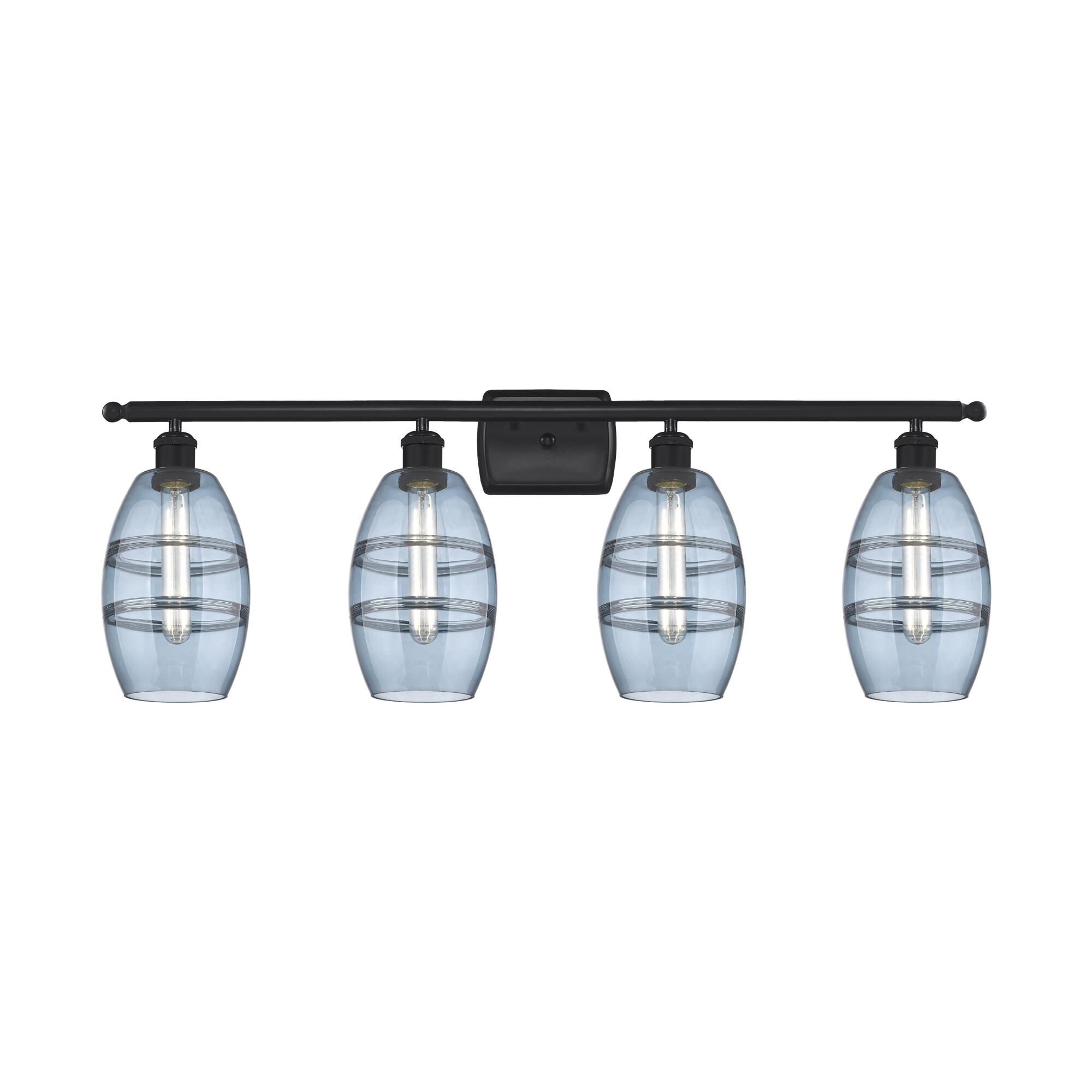 Shown in Matte Black finish and Princess Blue glass