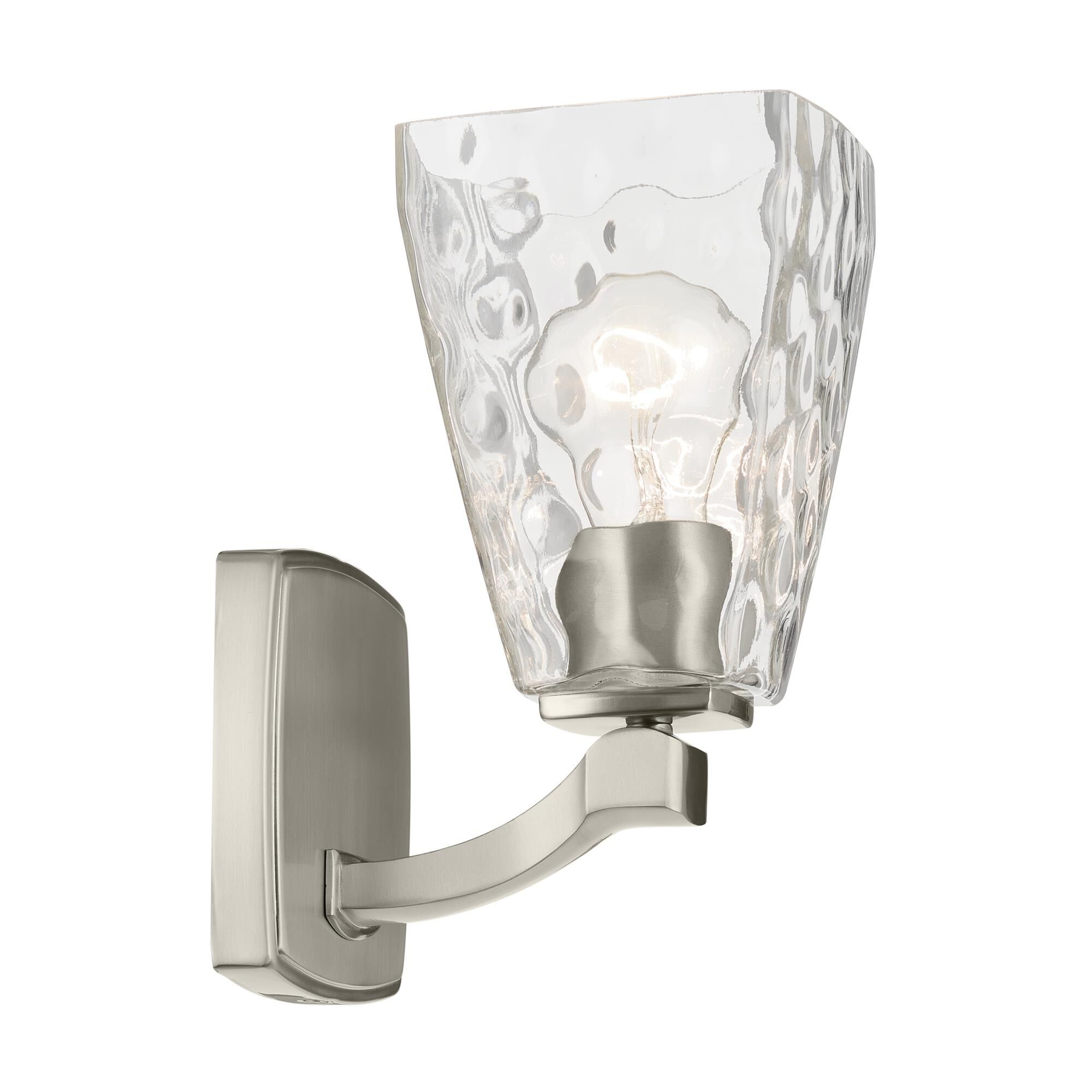 Shown in Brushed Nickel finish and Clear Water glass