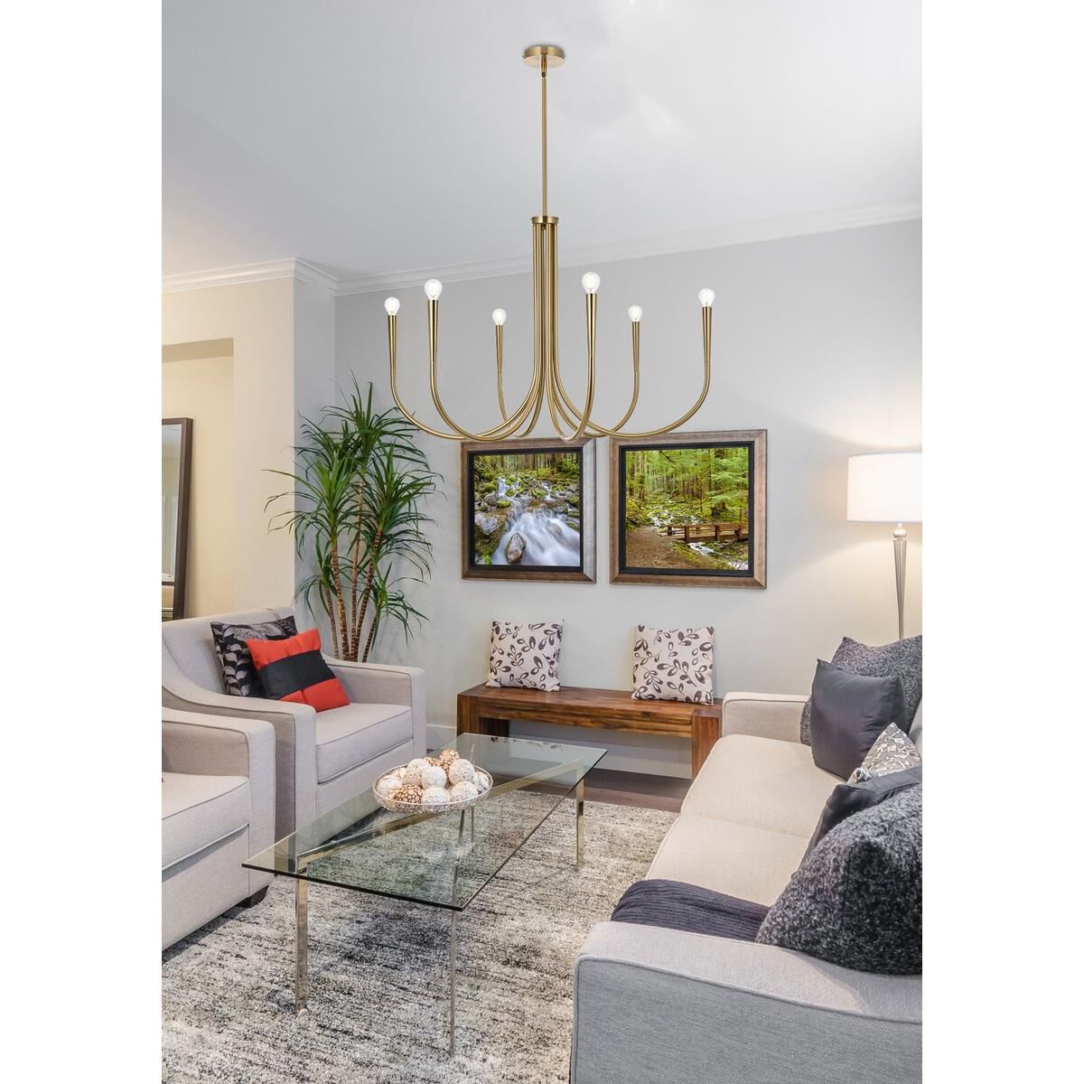 Layne 36 Inch 6 Light Chandelier by Elegant Lighting