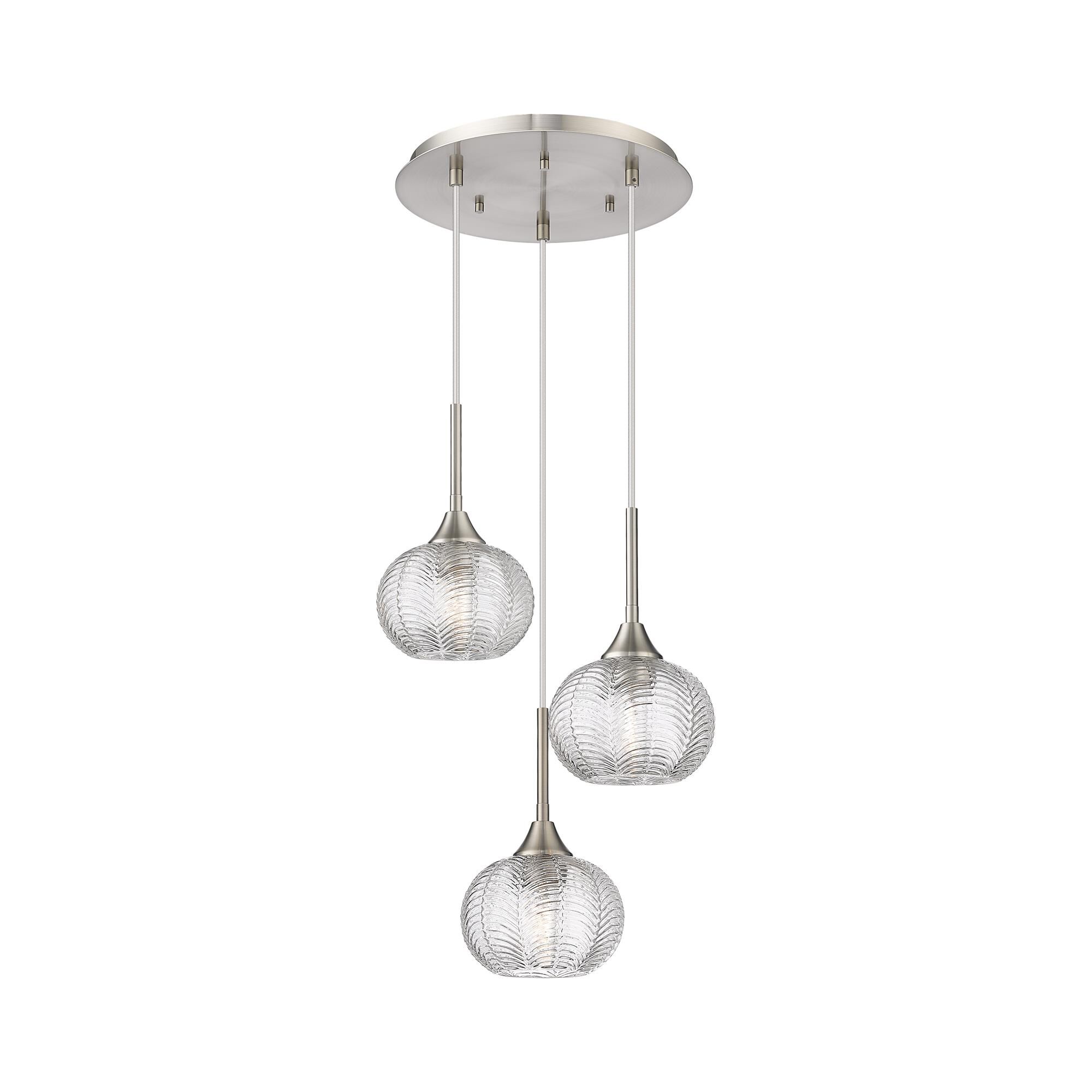 Shown in Satin Nickel finish and Clear shade