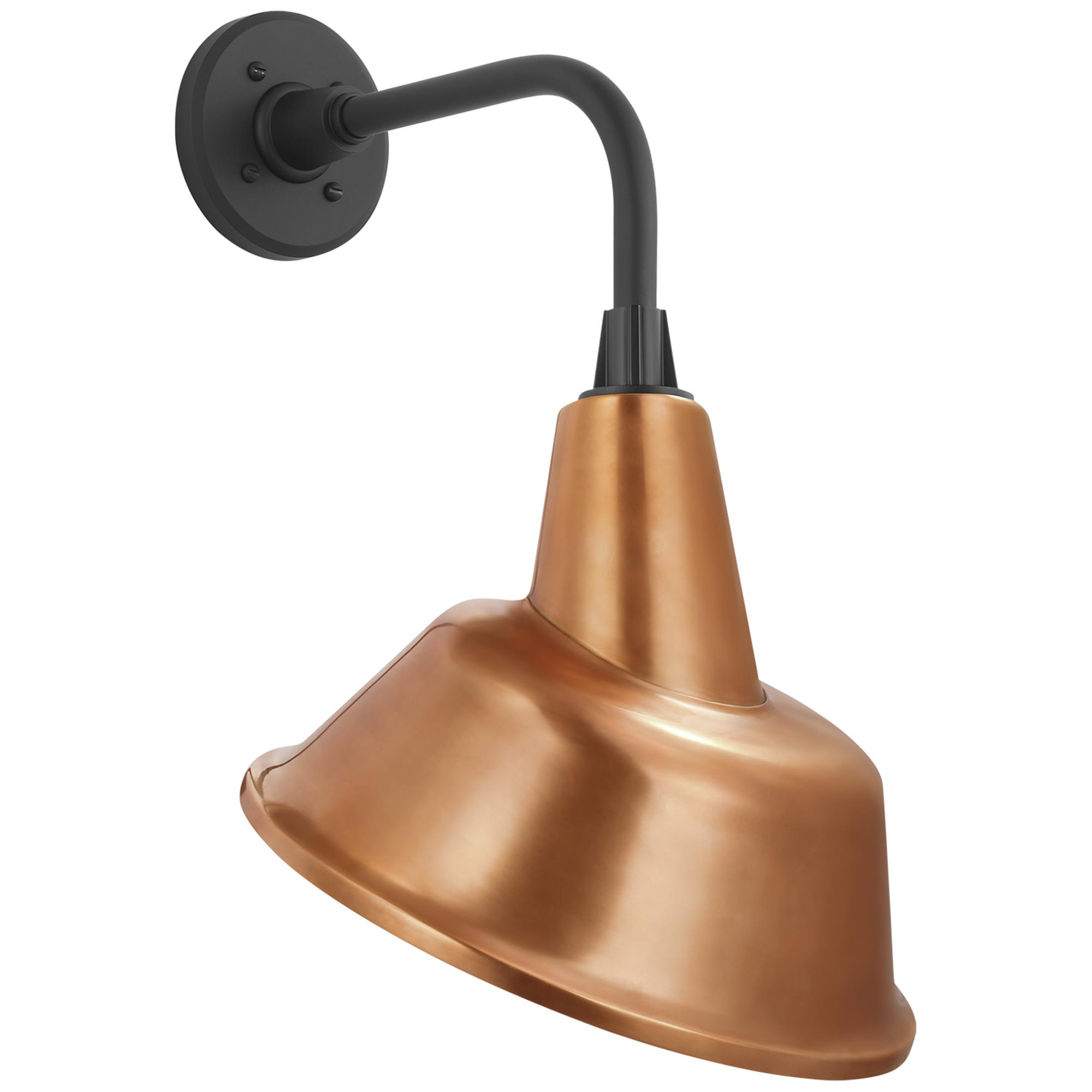 Shown in Matte Black finish and Soft Copper Bowers shade