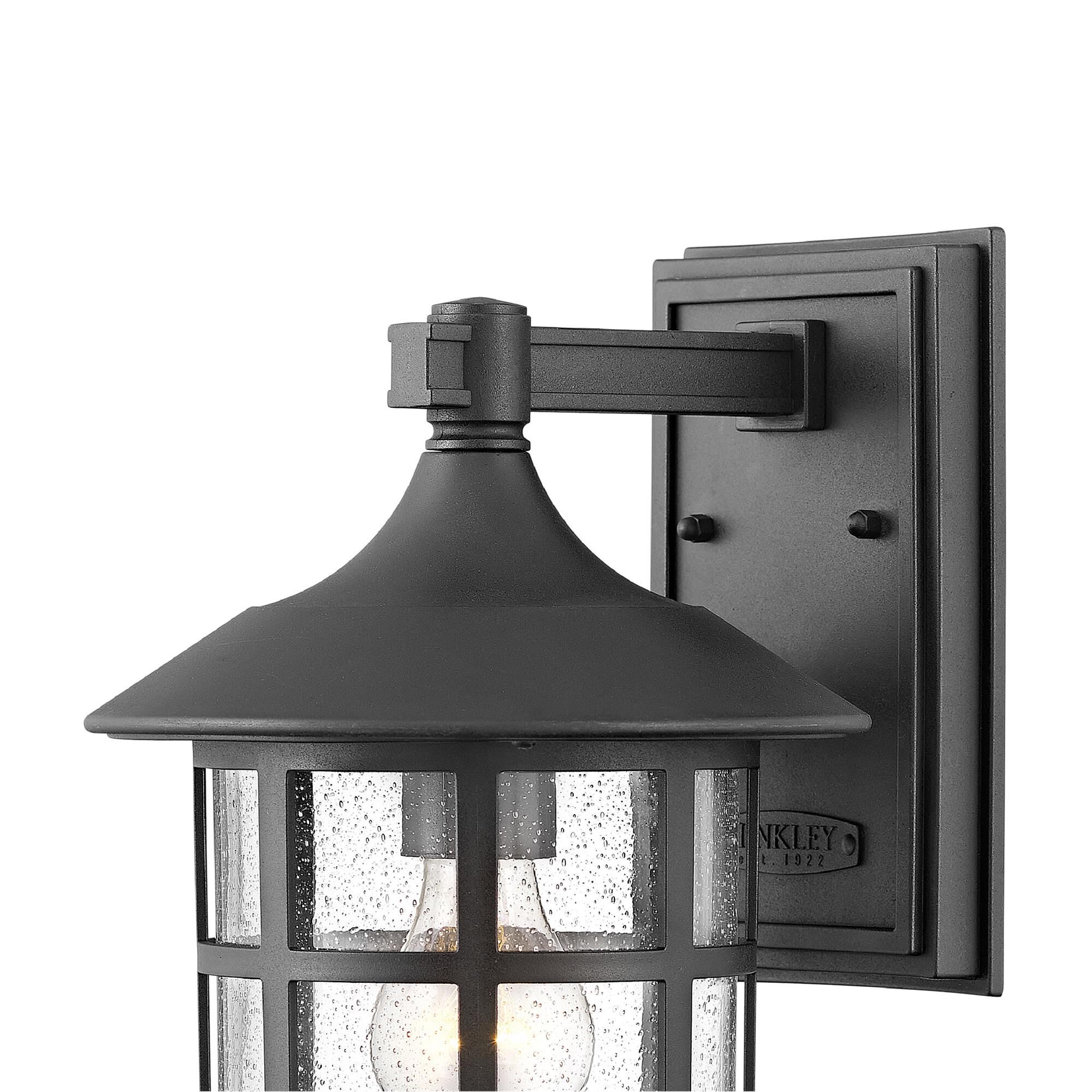 Shown in Textured Black finish and Clear Seedy glass