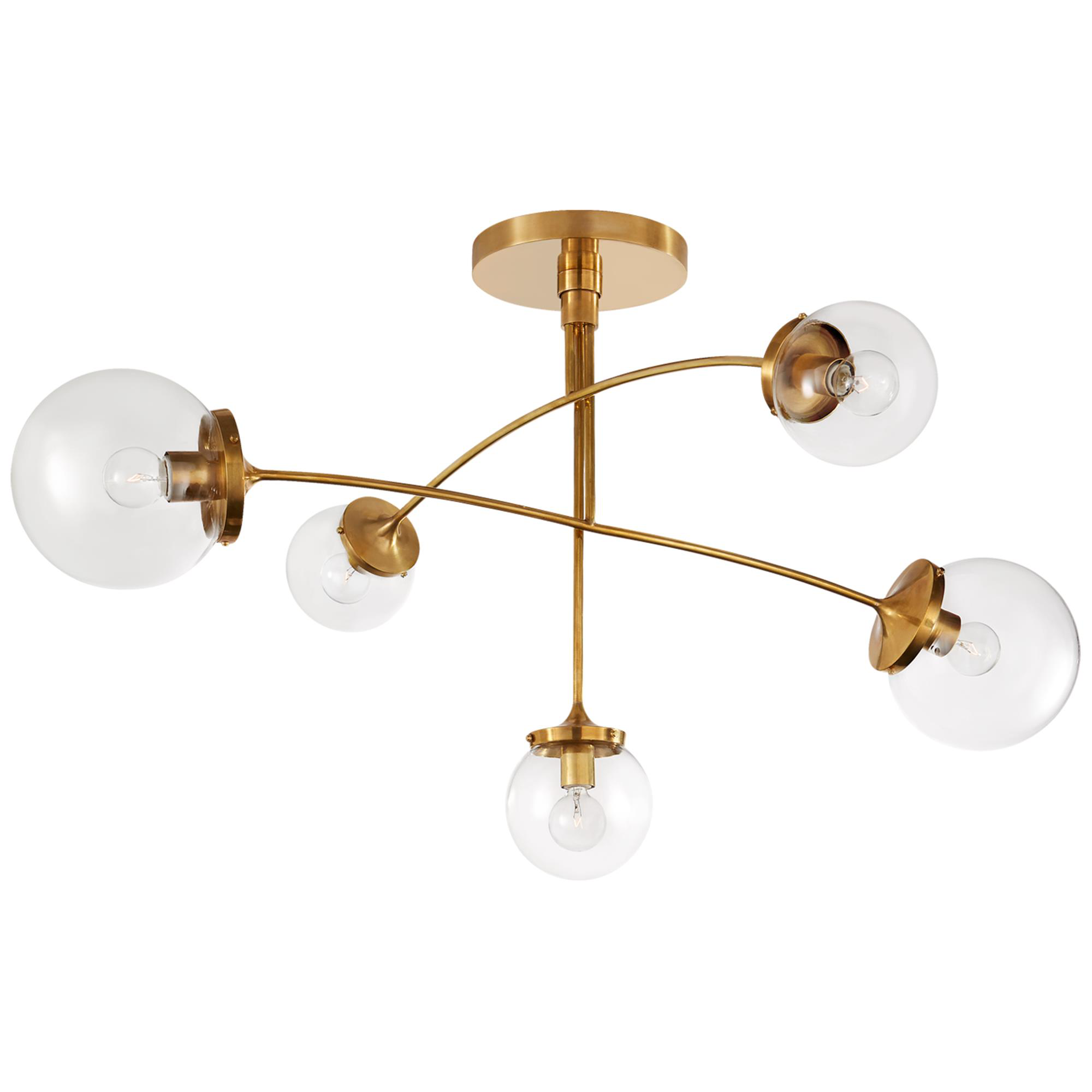 Shown in Soft Brass finish and Clear glass