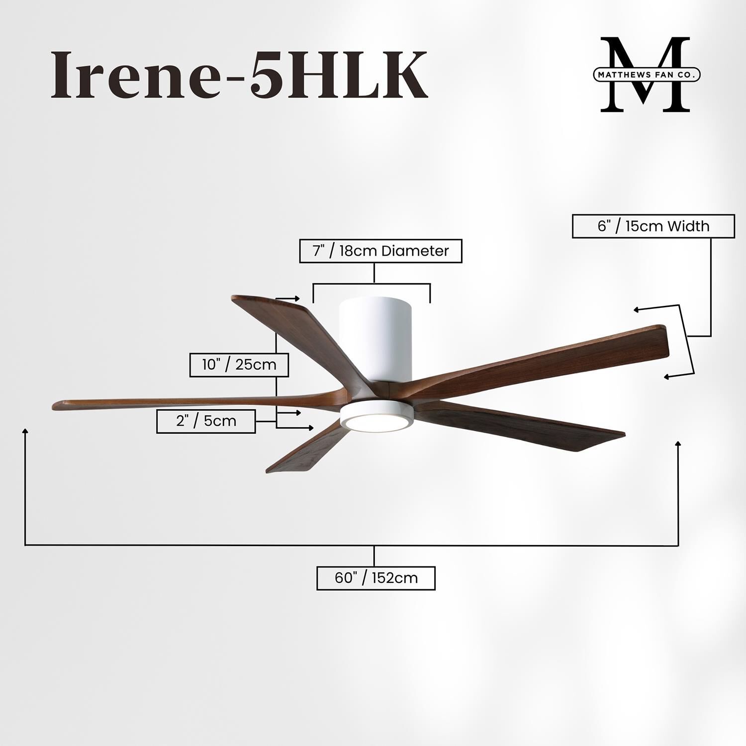 Irene 60 Inch Flush Mount Fan with Light Kit by Matthews Fan Company
