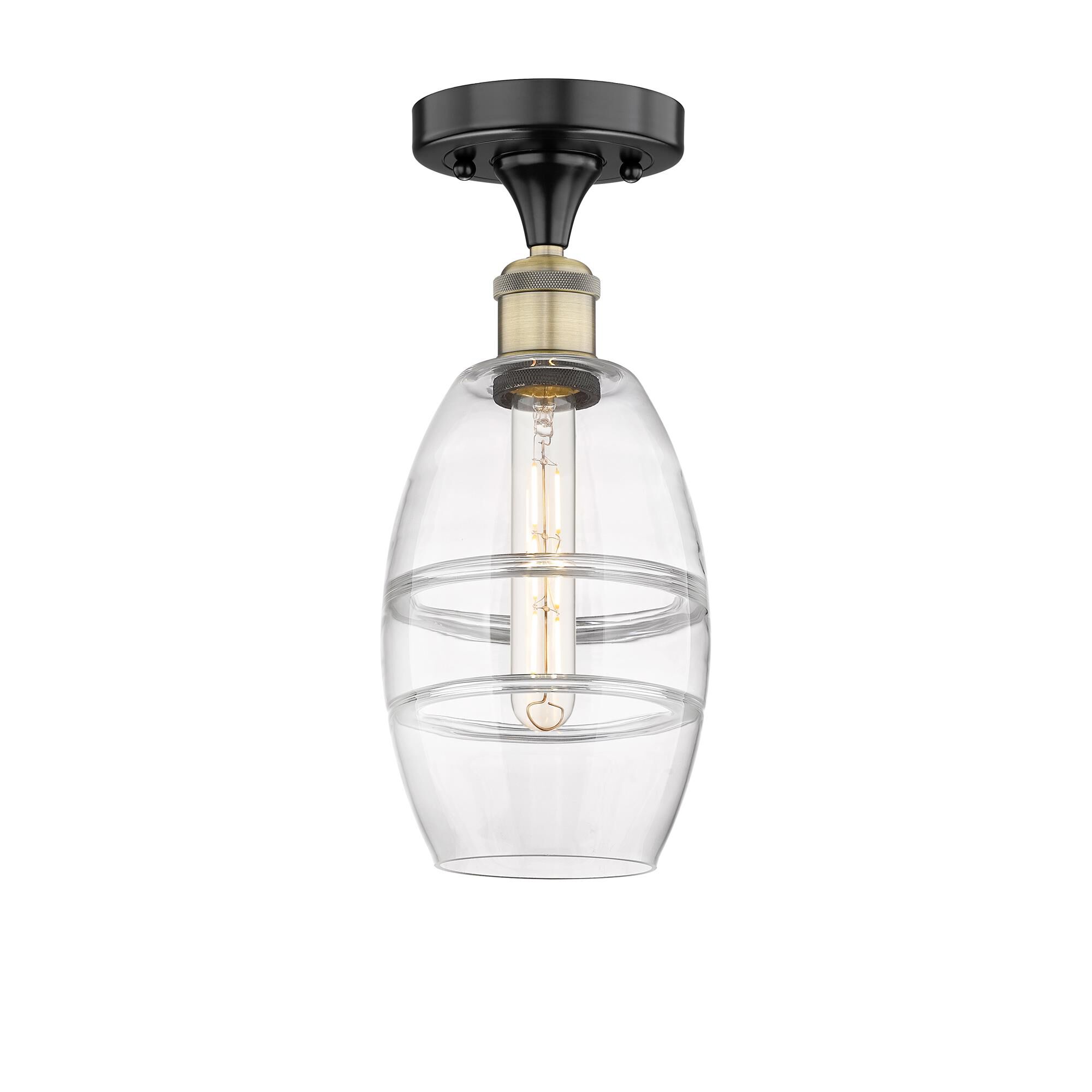 Shown in Black Antique Brass finish and Clear glass