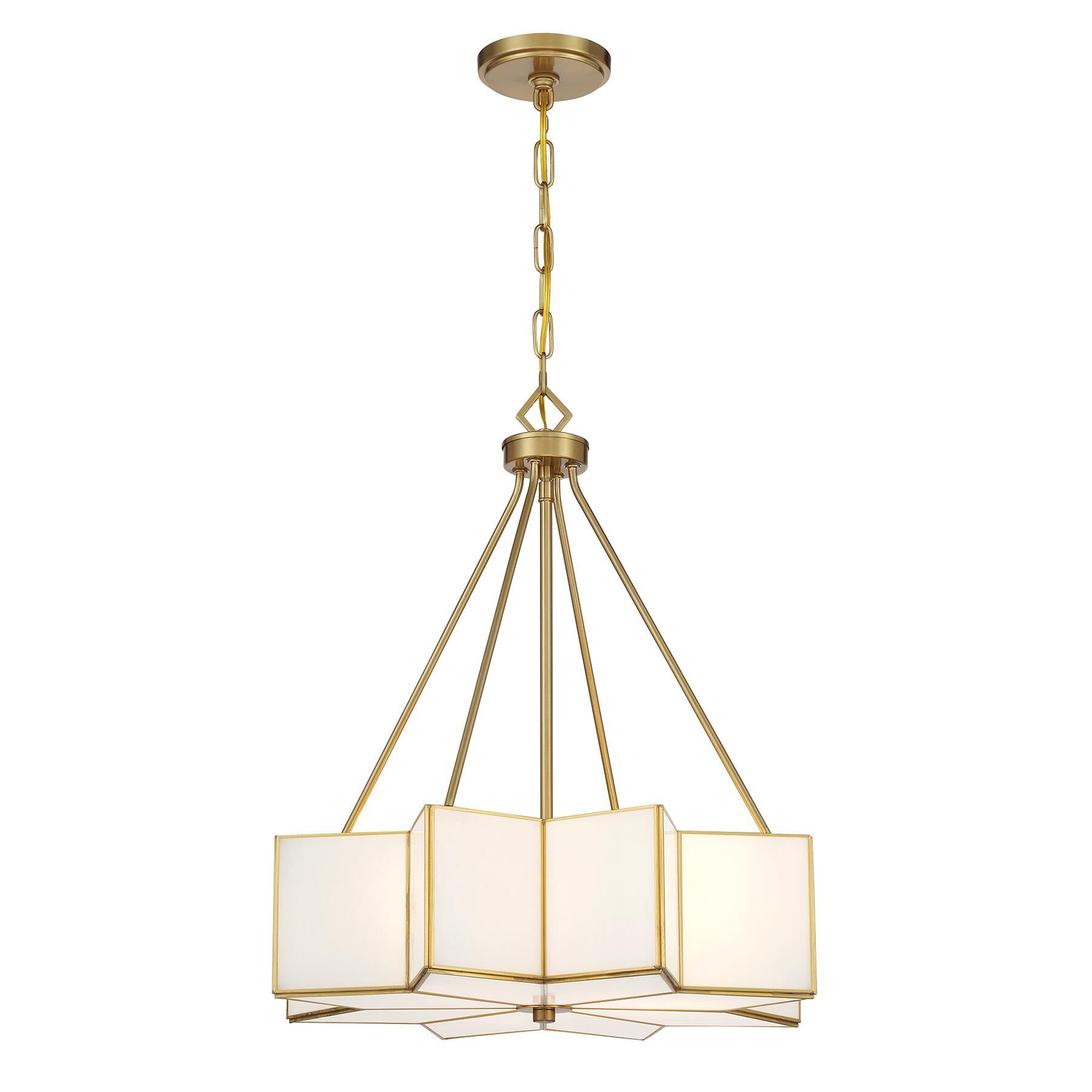 Shown in Warm Brass finish and White shade