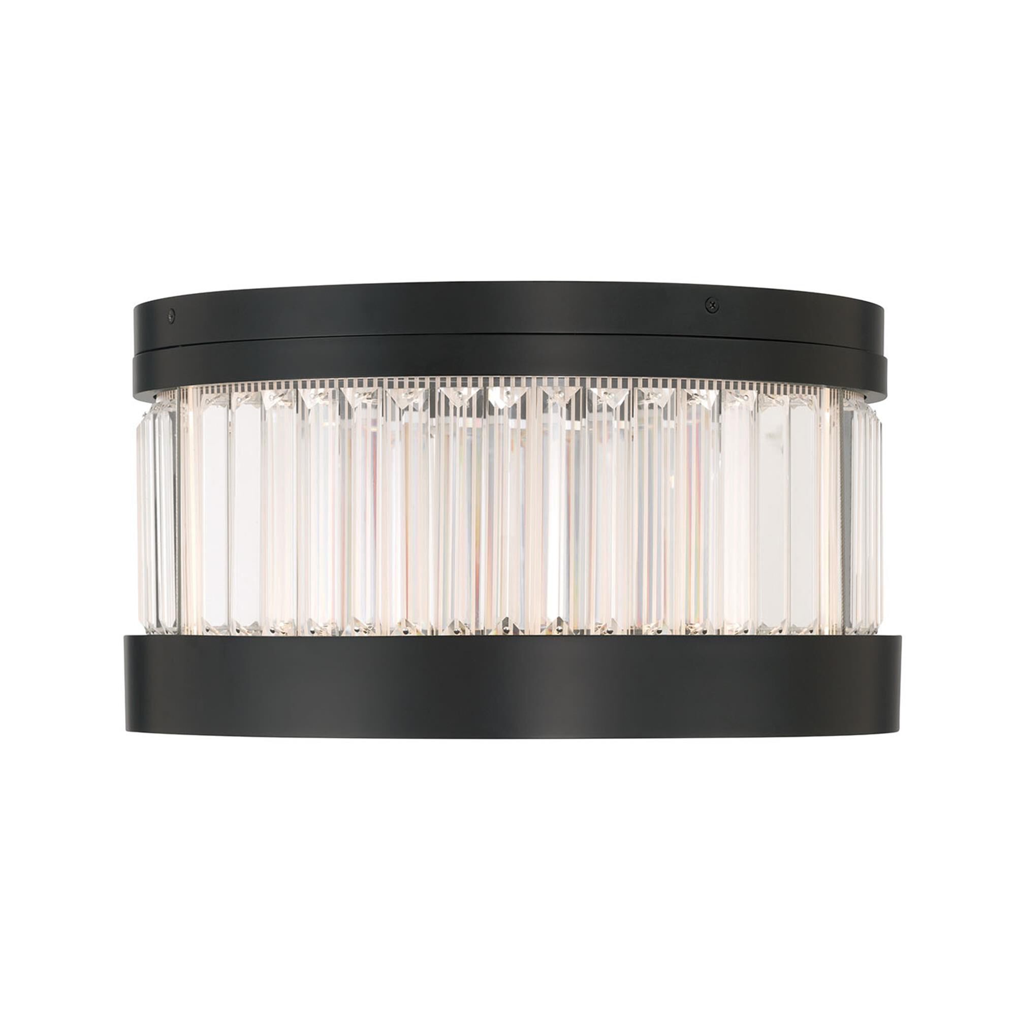 Shown in Matte Black finish and Clear Crystal glass