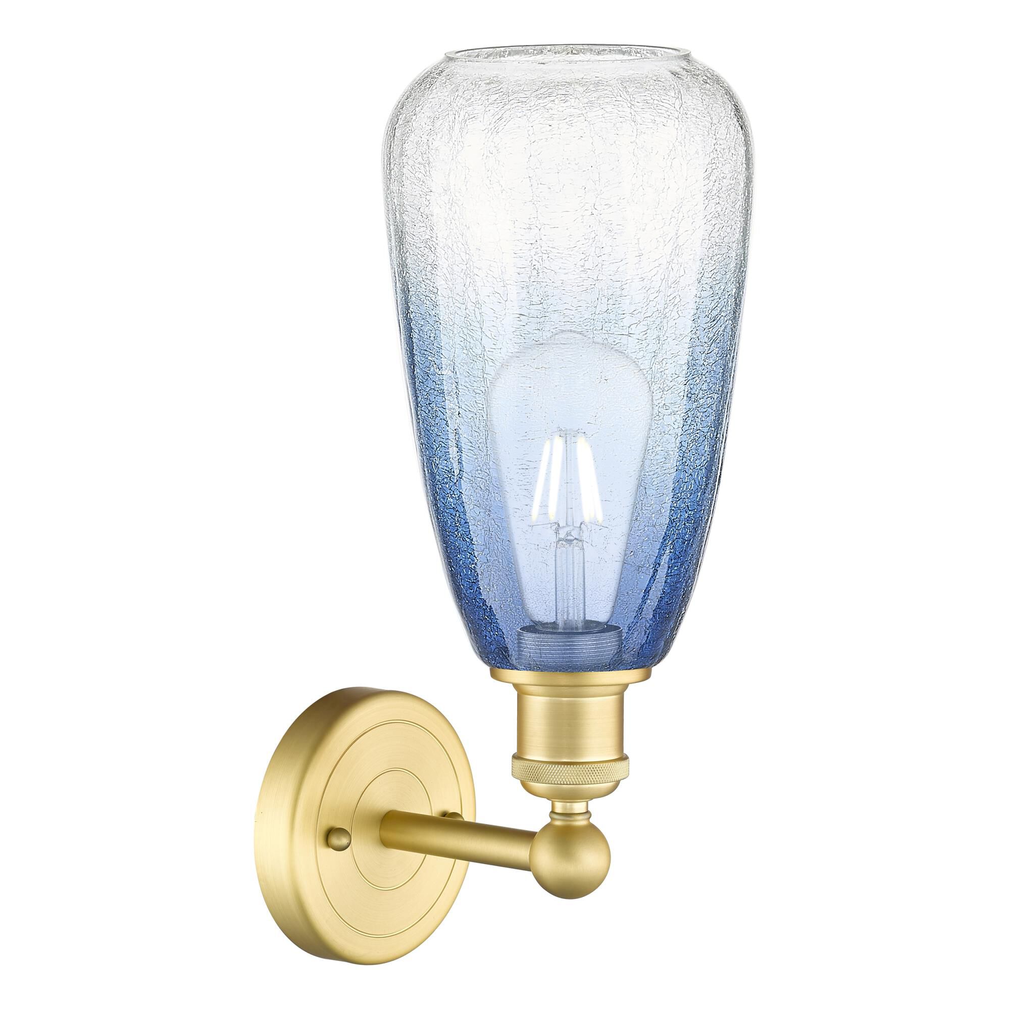 Shown in Satin Gold finish and Sapphire Blue glass