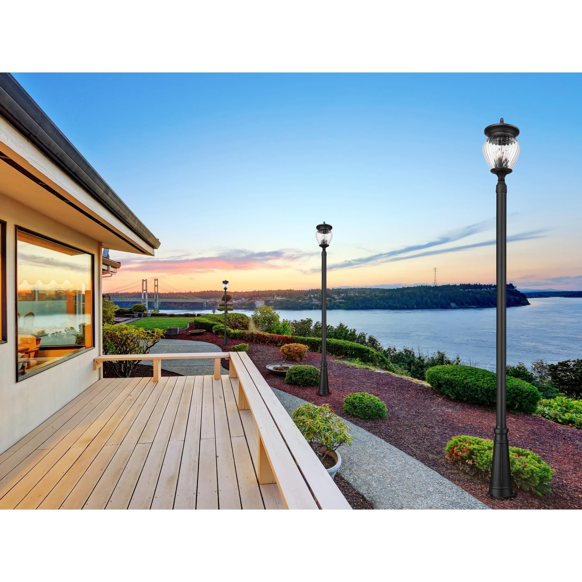 Shown in Black finish and Clear Ribbed glass and Clear Ribbed shade