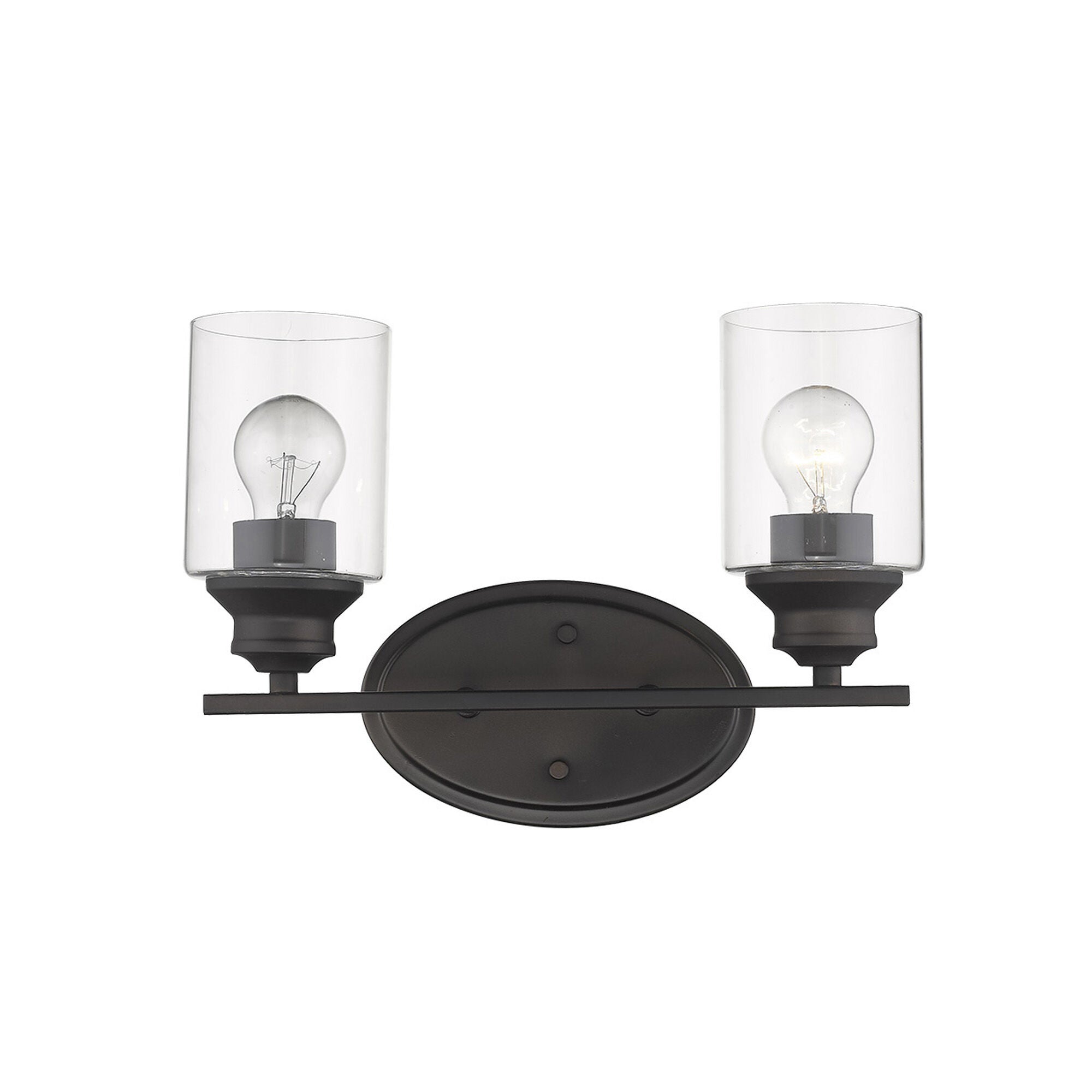 Shown in Oil-Rubbed Bronze finish and Clear glass and Clear, Cylindrical Glass s shade