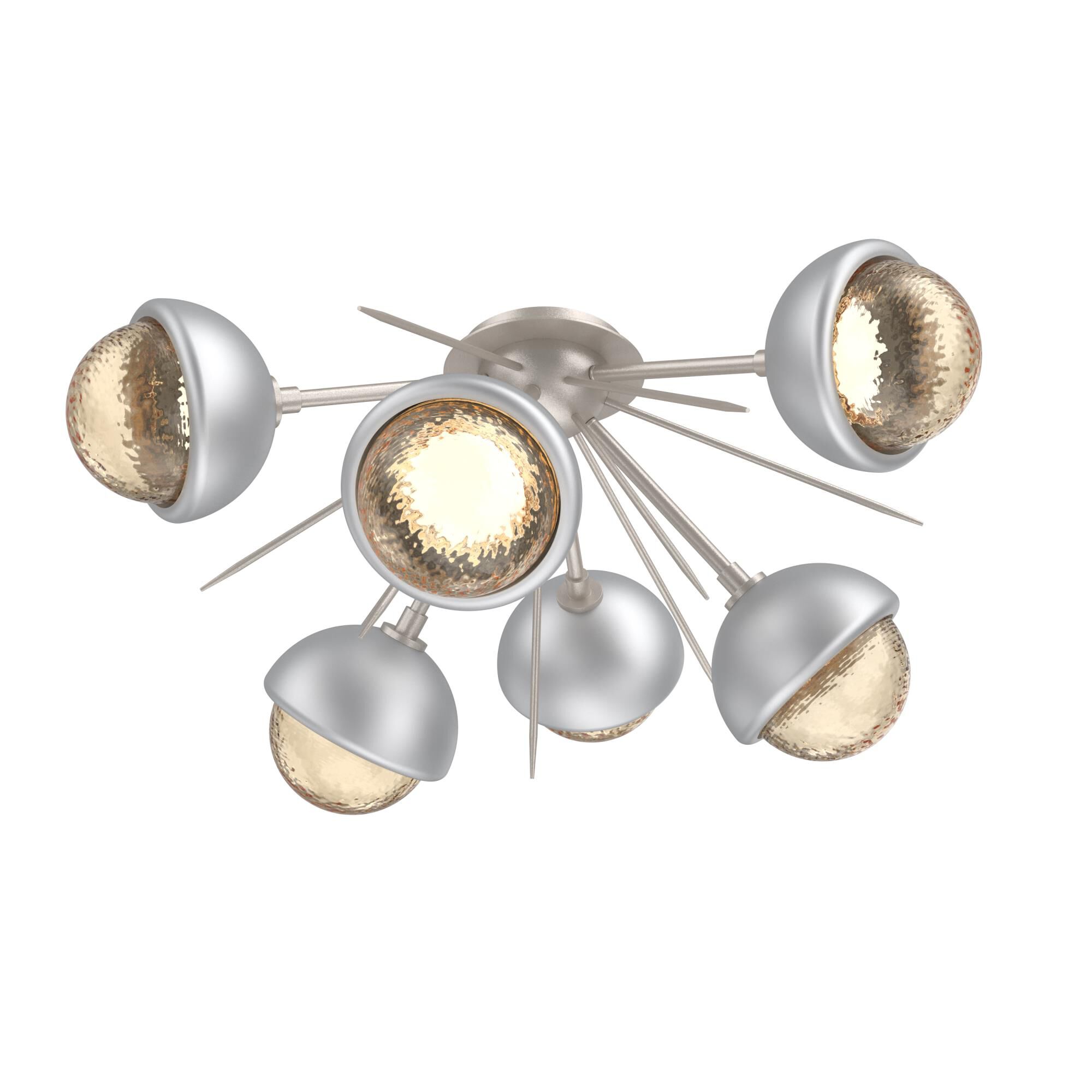Shown in Beige Silver finish and Amber glass and Classic Silver accent