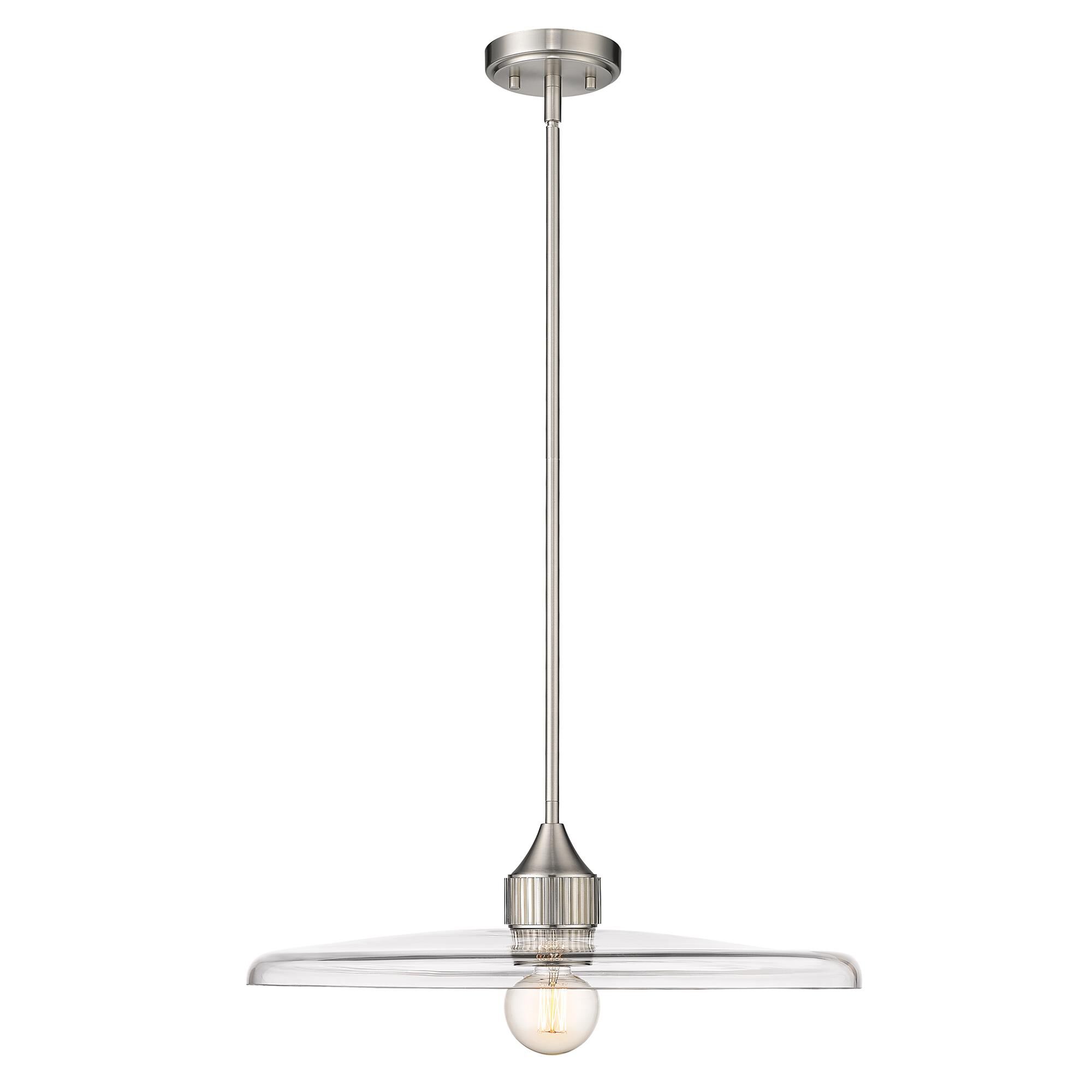 Shown in Brushed Nickel finish and Clear glass
