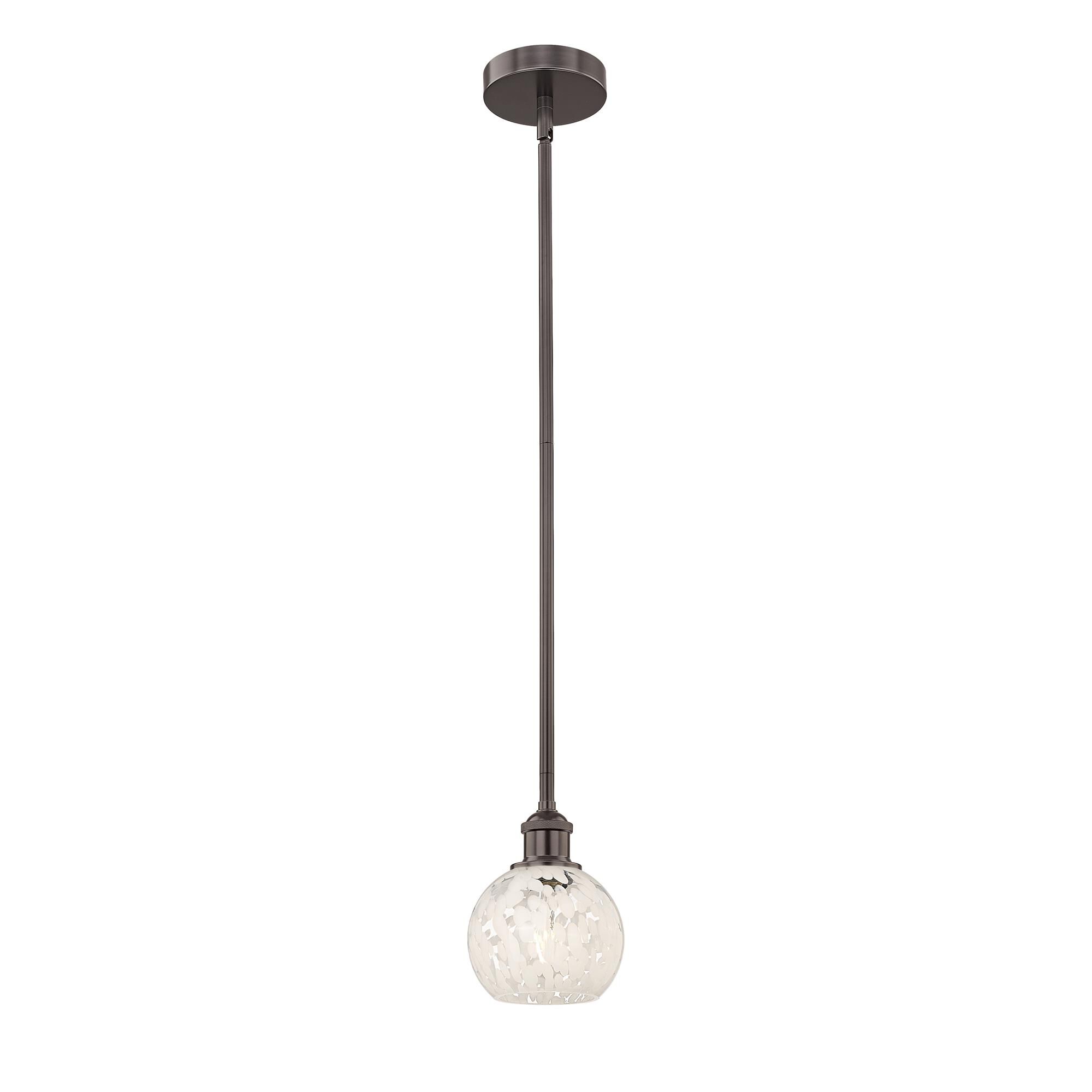 Shown in Oil Rubbed Bronze finish and White Mouchette glass