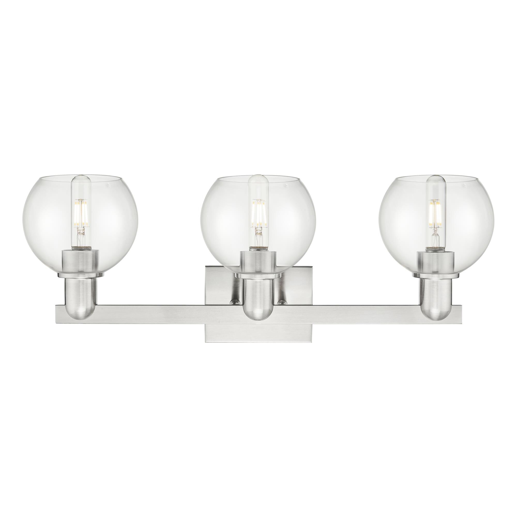 Shown in Brushed Satin Nickel finish and Clear glass