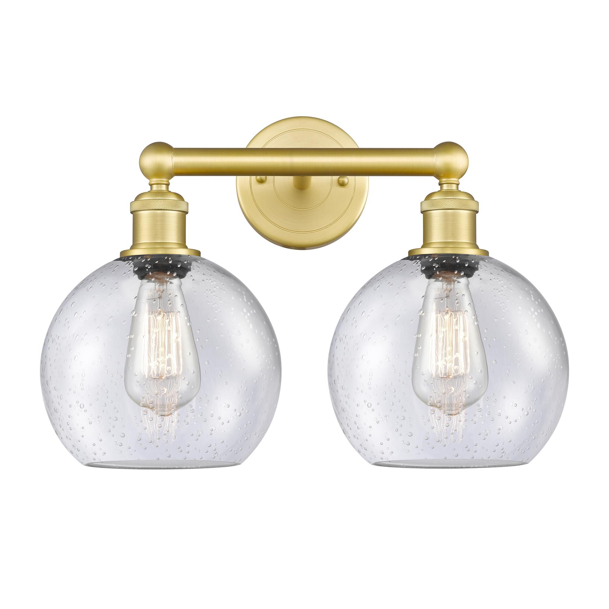 Shown in Satin Gold finish and Seedy glass