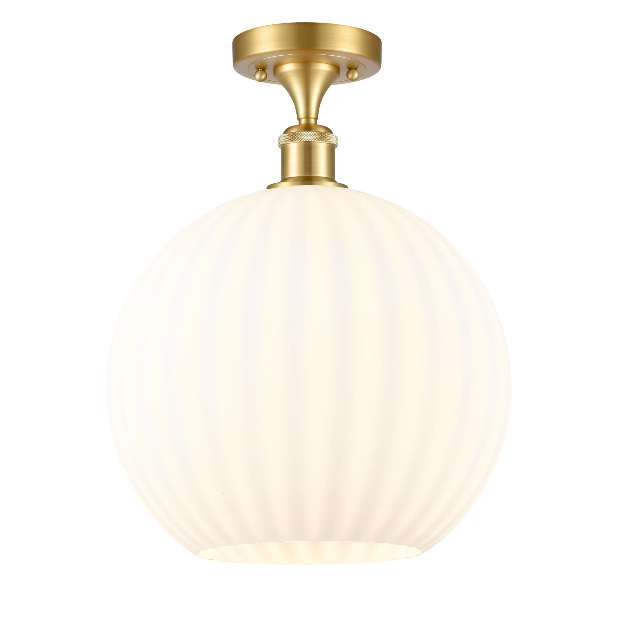 Shown in Satin Gold finish and White Venetian glass