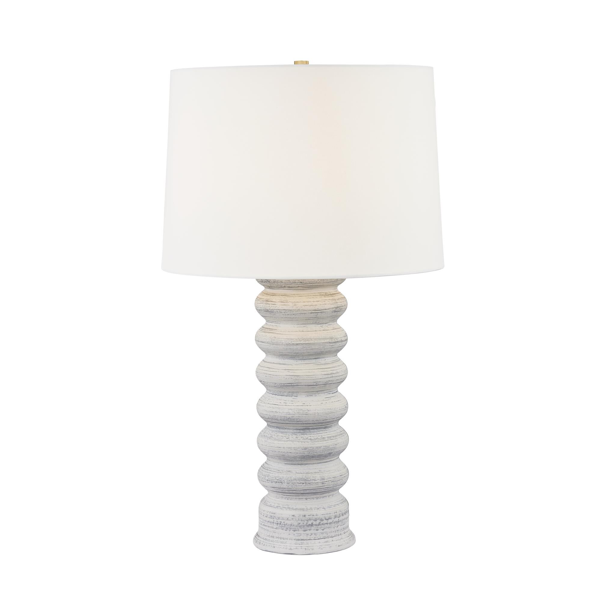 Shown in Aged Brass and Ceramic Grey White finish and White shade