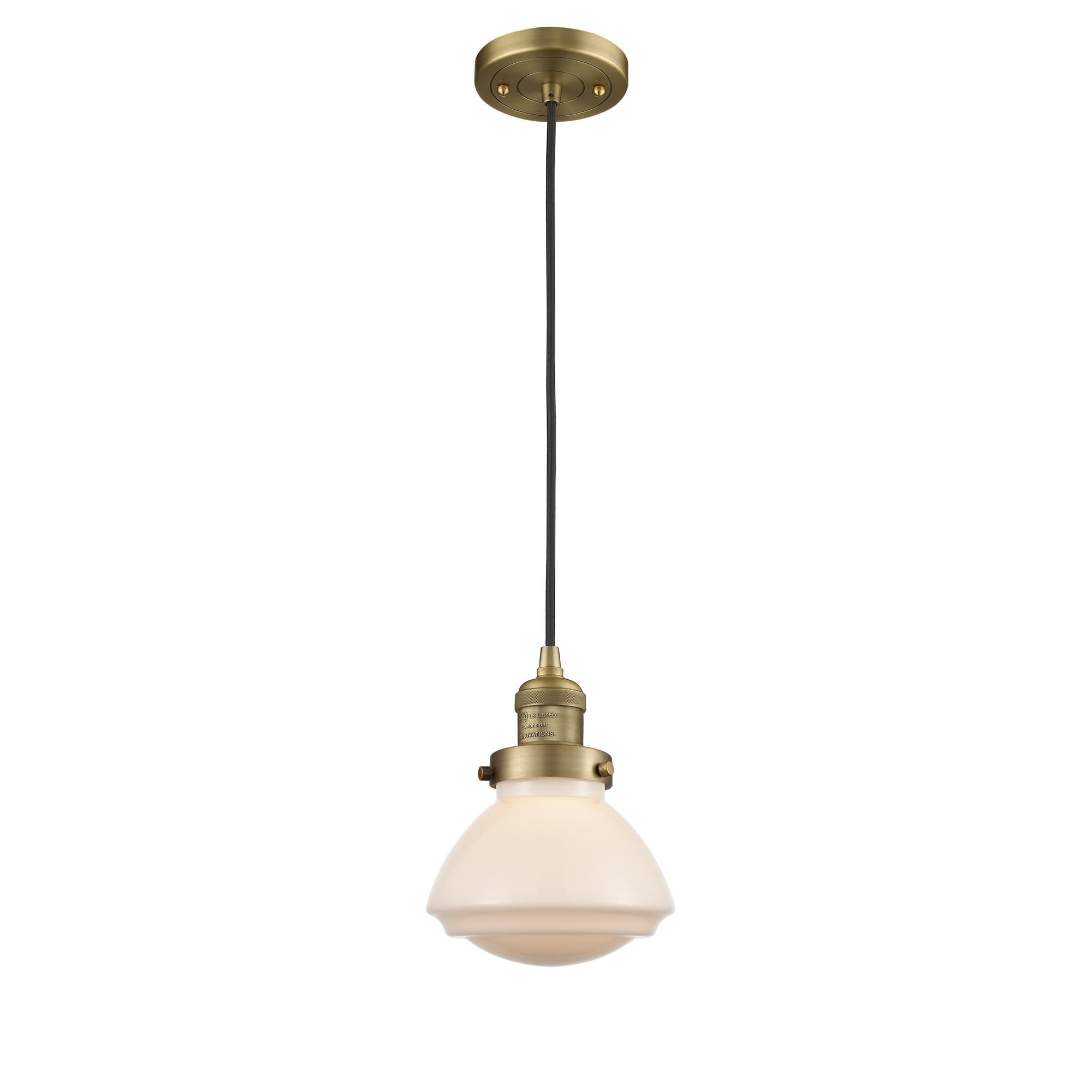 Shown in Brushed Brass finish and Bell glass and Glass shade