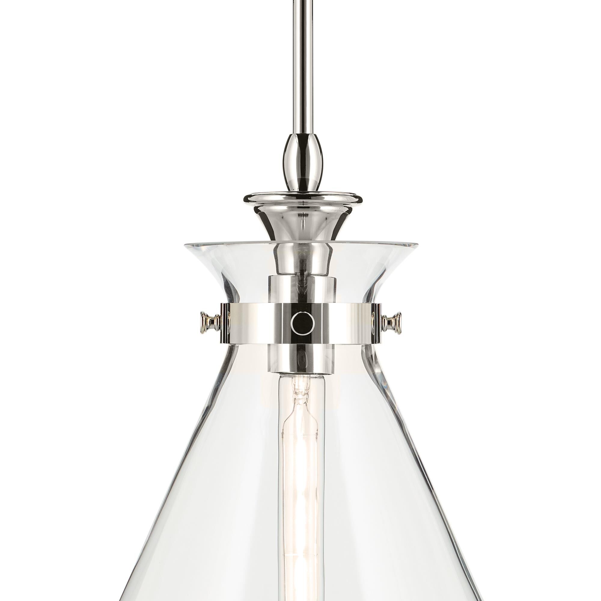 Shown in Polished Nickel finish and Clear glass