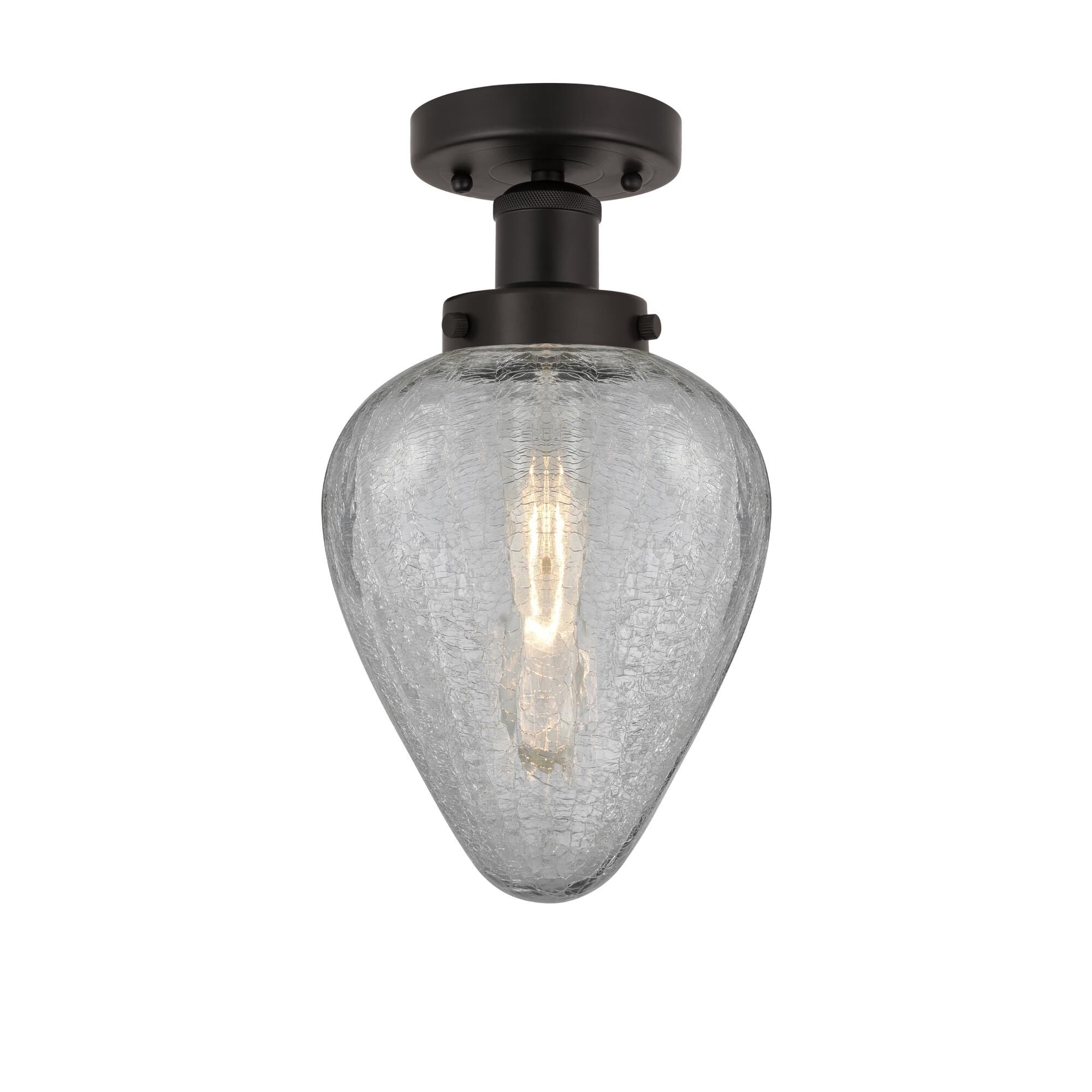 Shown in Oil Rubbed Bronze, Clear Crackle finish and Clear Crackle glass and Clear Crackle Glass shade