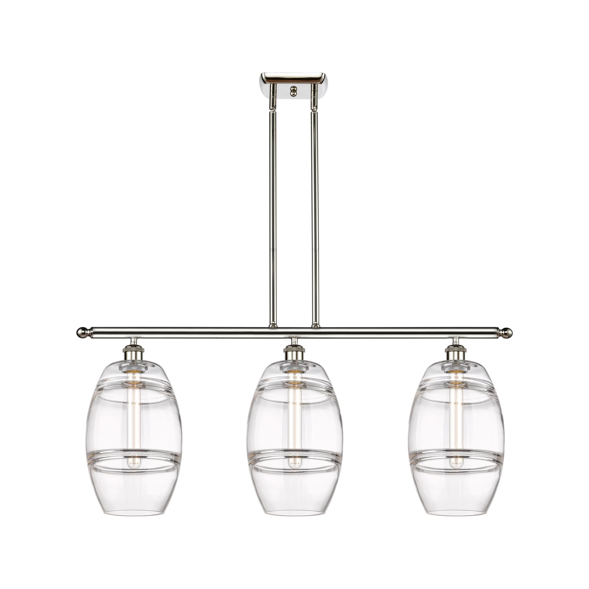 Shown in Polished Nickel finish and Clear glass