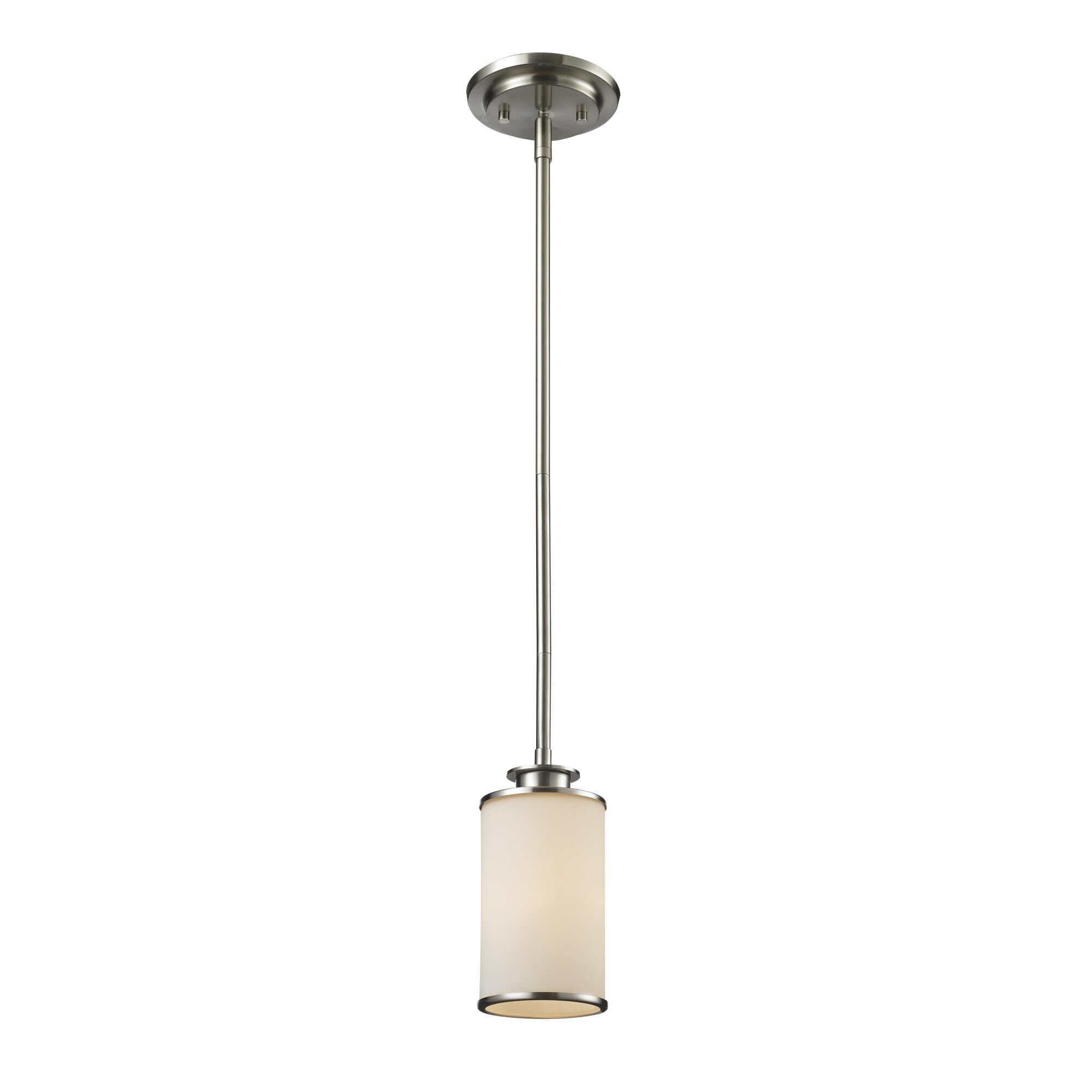 Shown in Brushed Nickel finish and Glass shade