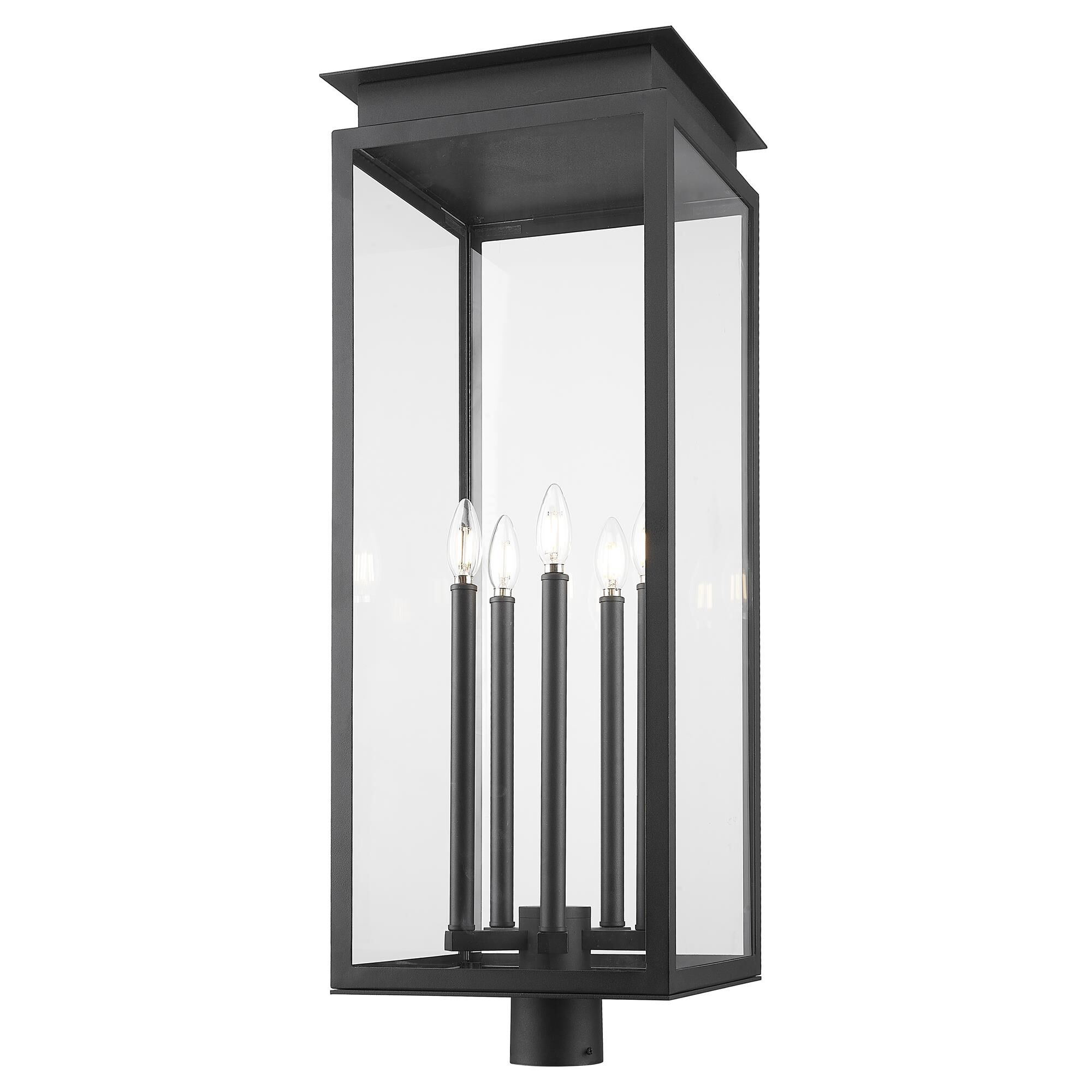Shown in Black finish and Clear glass and Clear shade