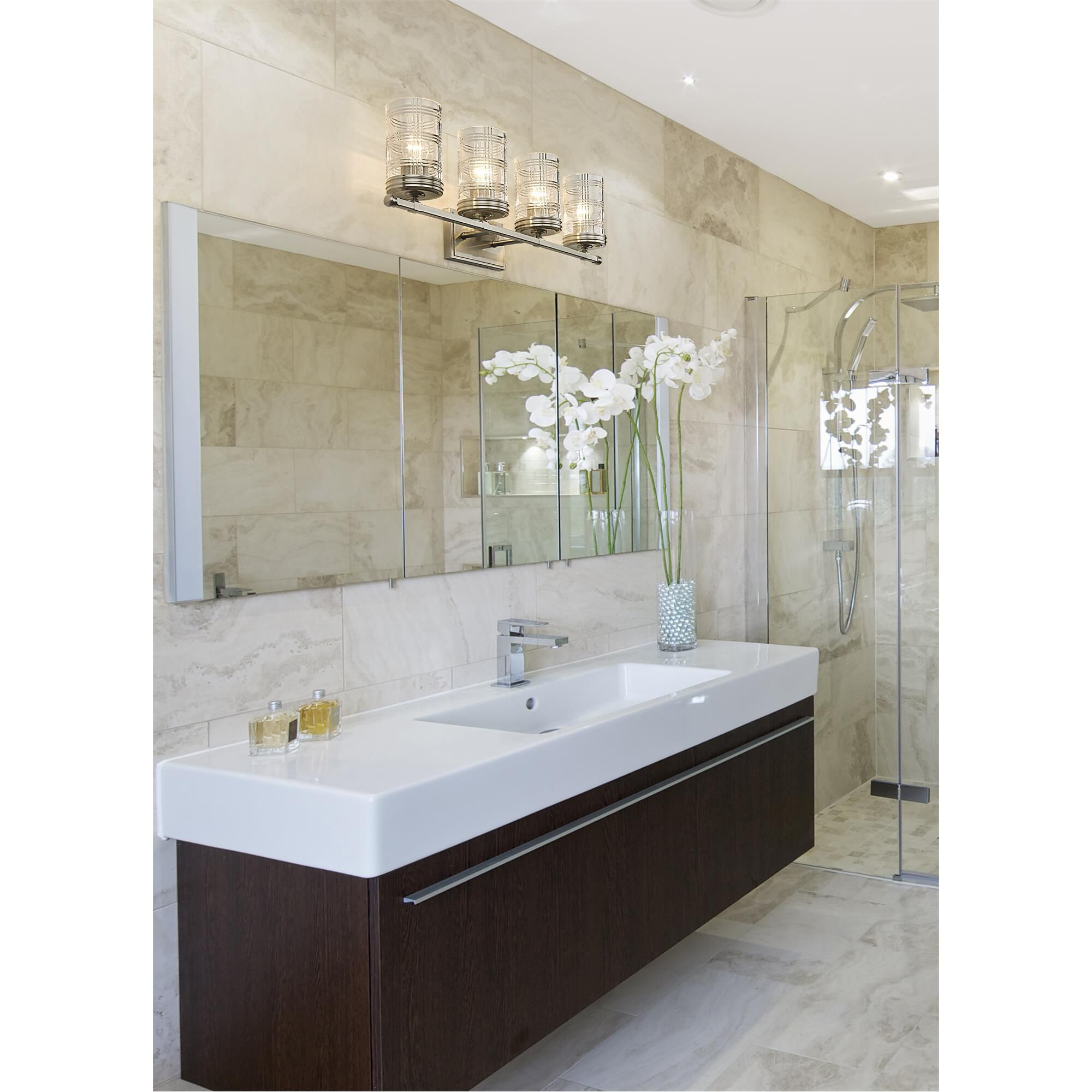 Shown in Brushed Nickel finish and Clear glass and Clear shade
