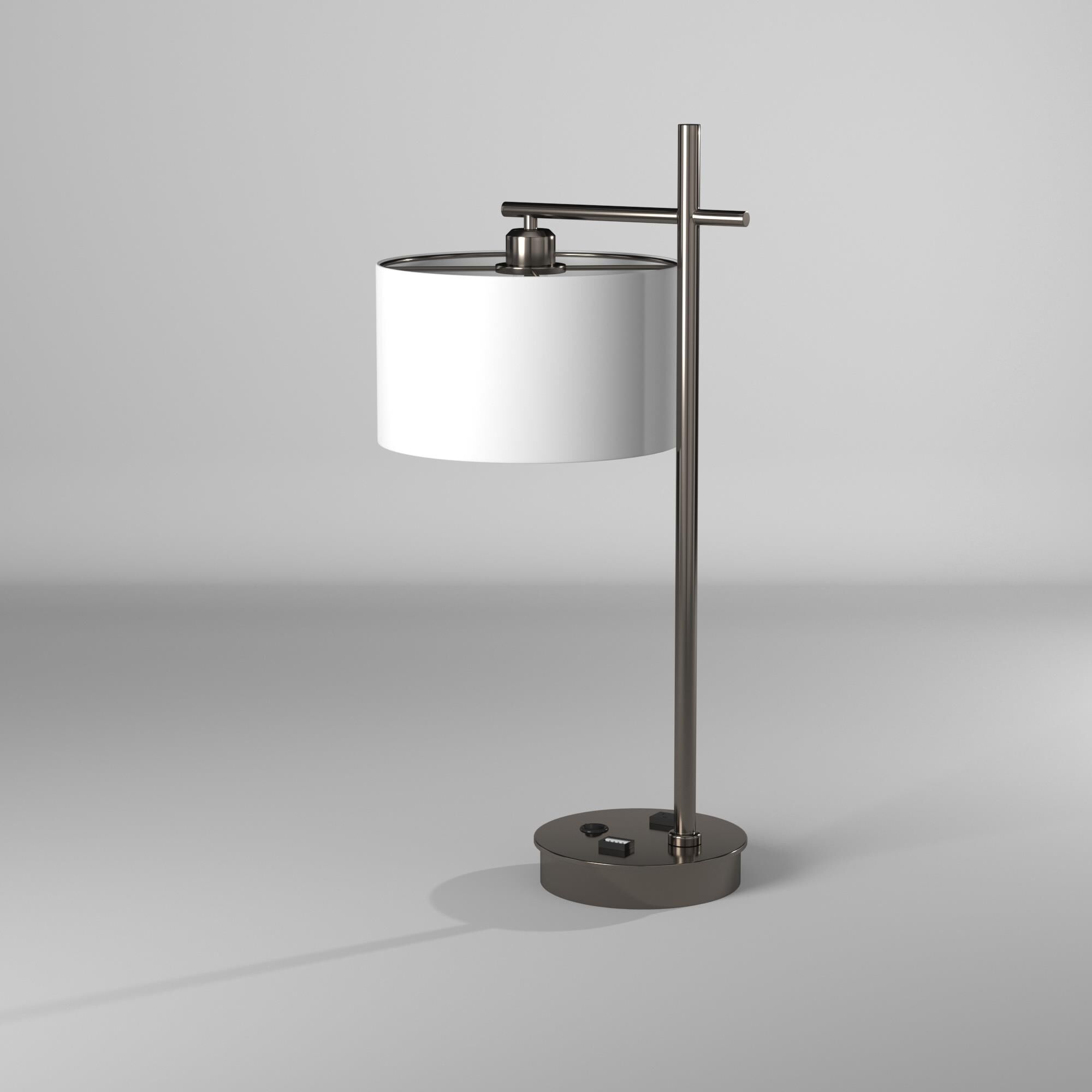 Shown in Satin Chrome finish and White Linen shade