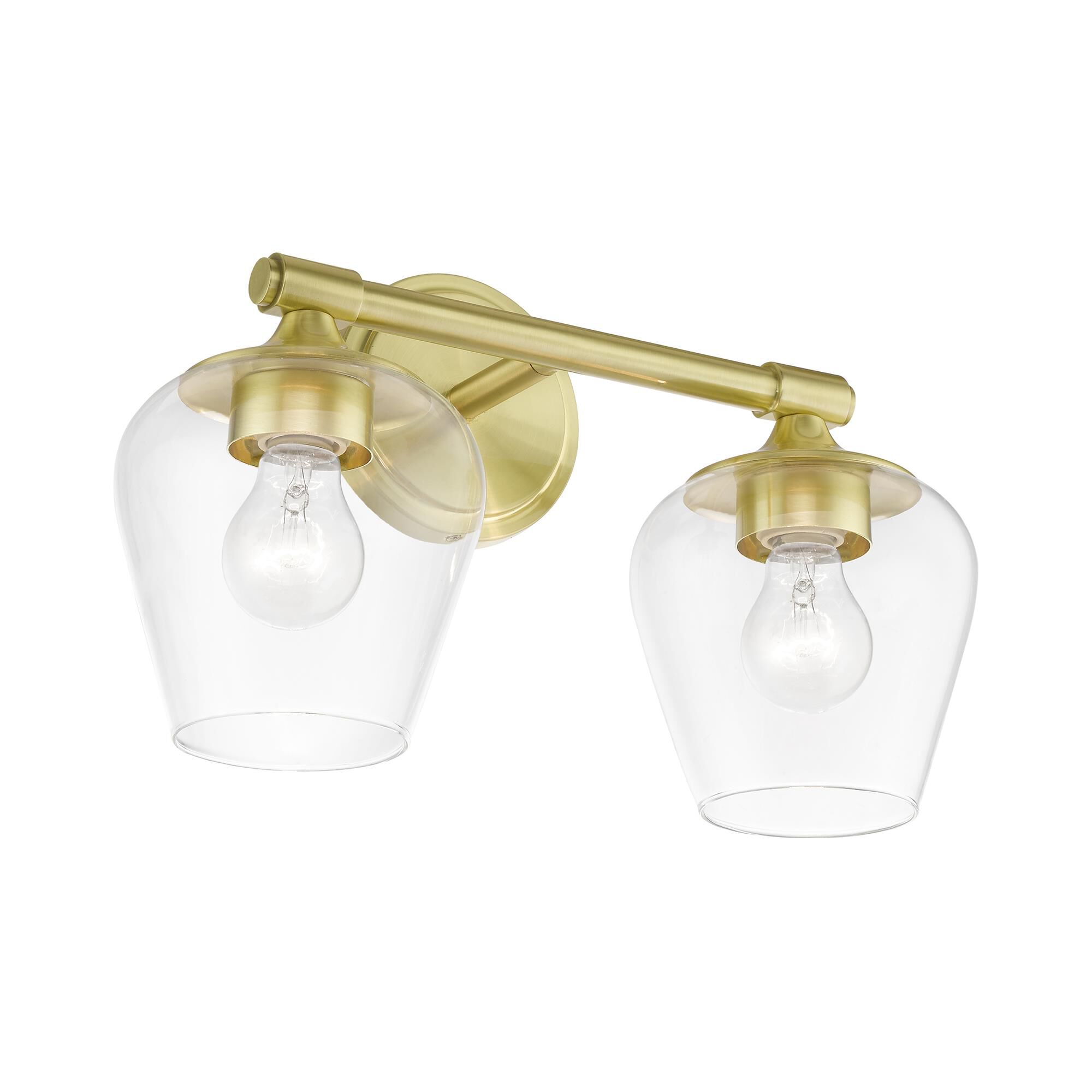 Shown in Satin Brass finish and Clear glass